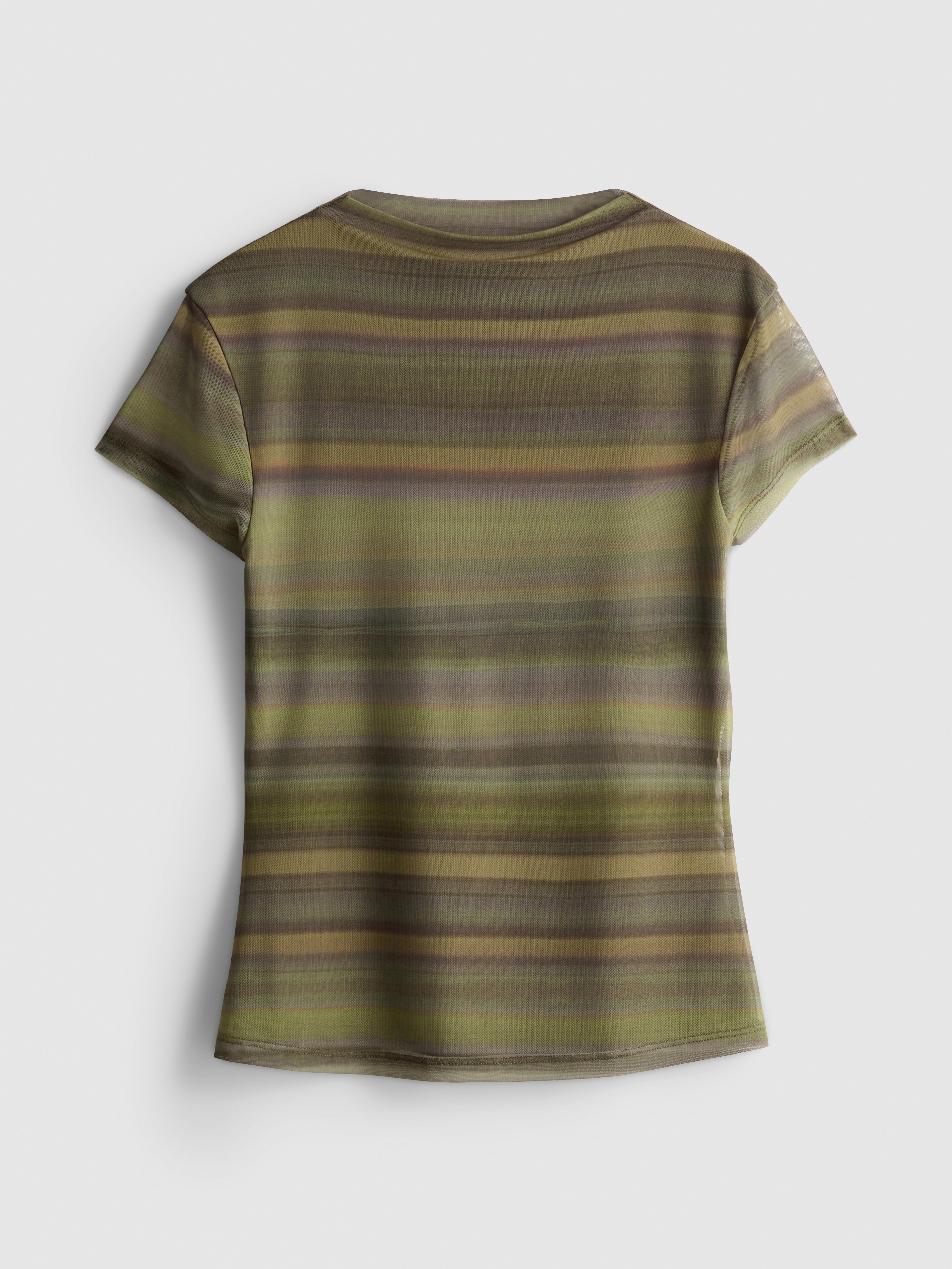 By Coleen Striped Mesh Tee