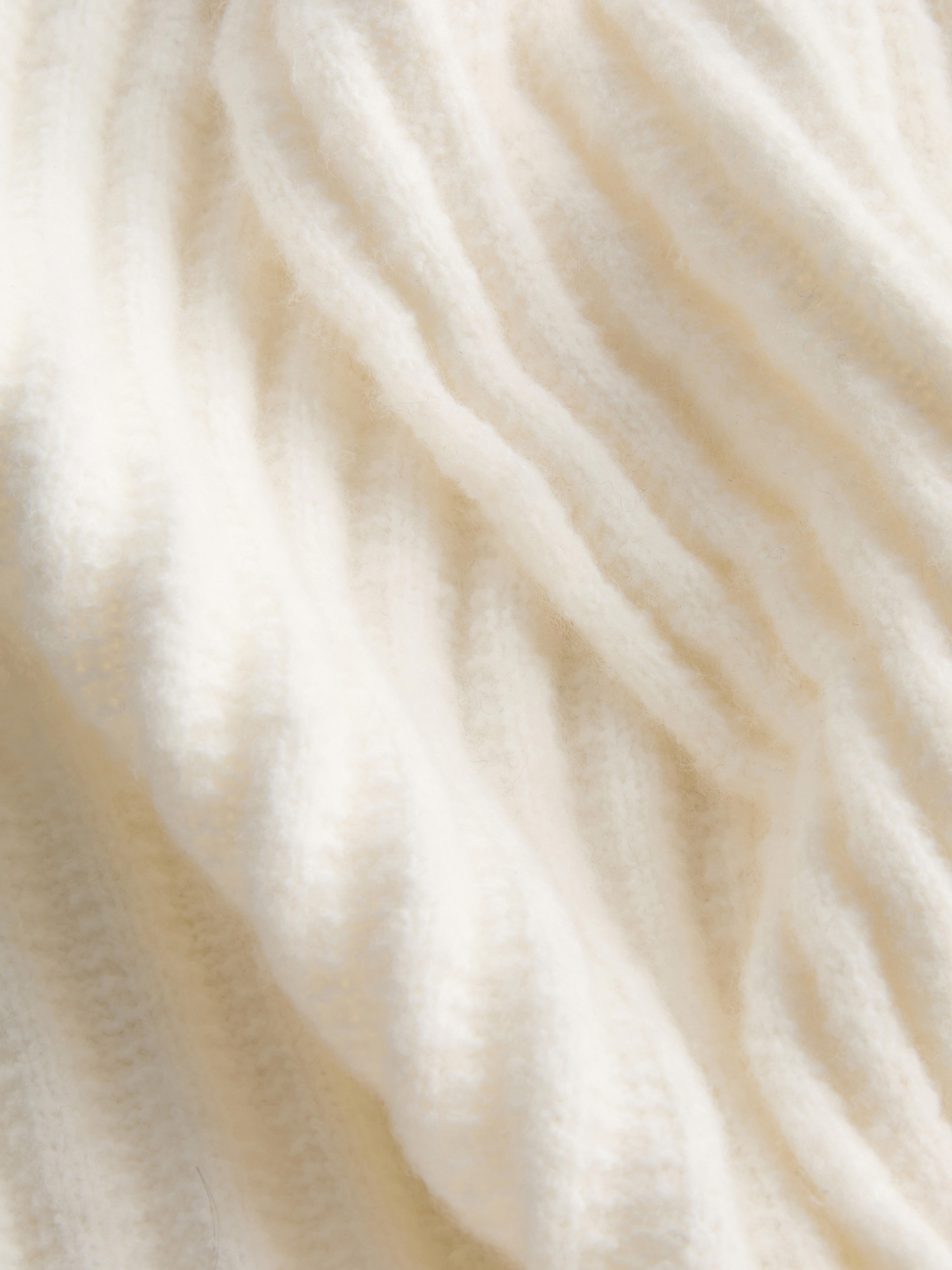 Ribbed Knit Faux Fur Pom-Pom Scarf