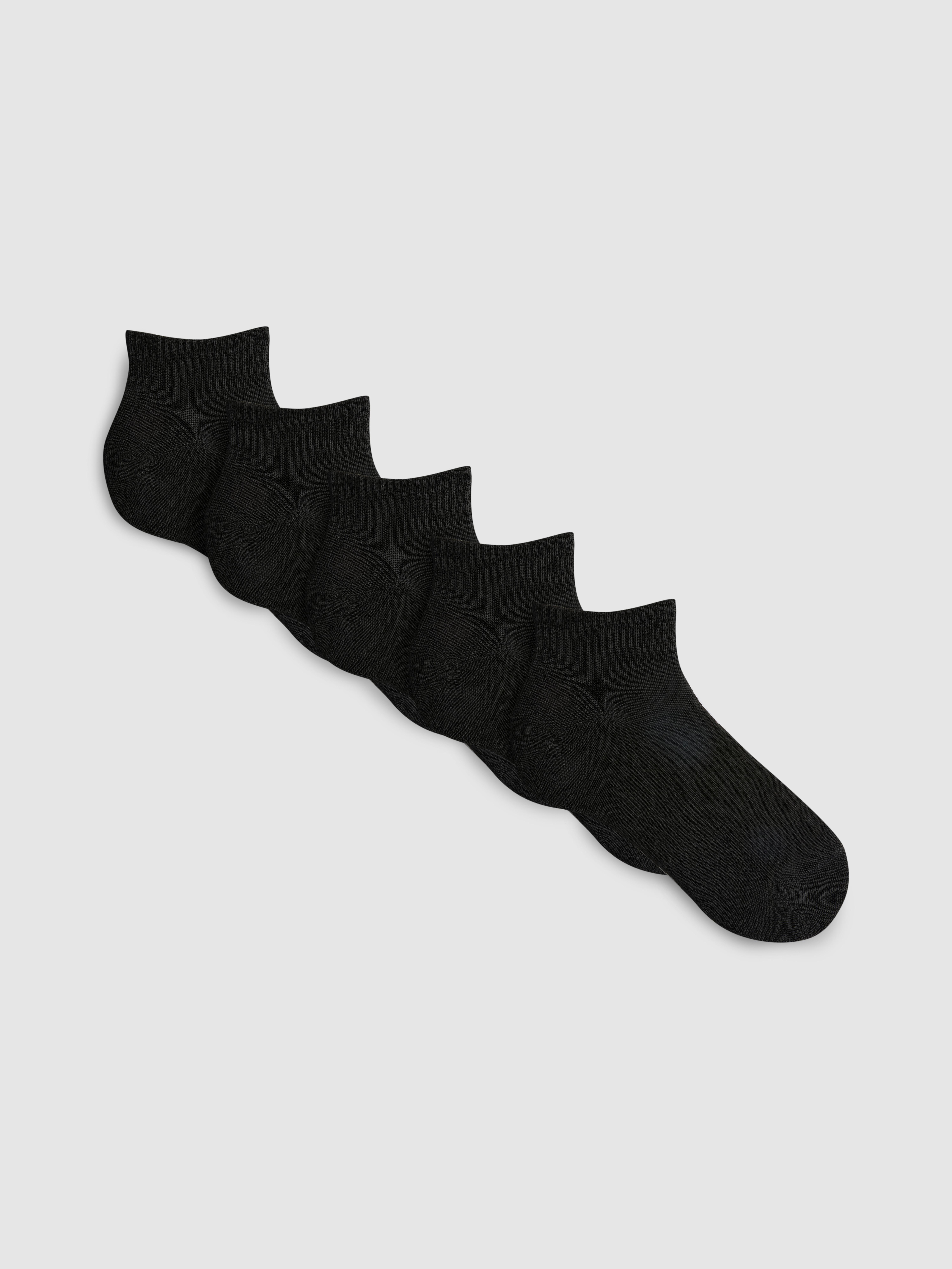 5pk Ribbed Trainer Socks Black