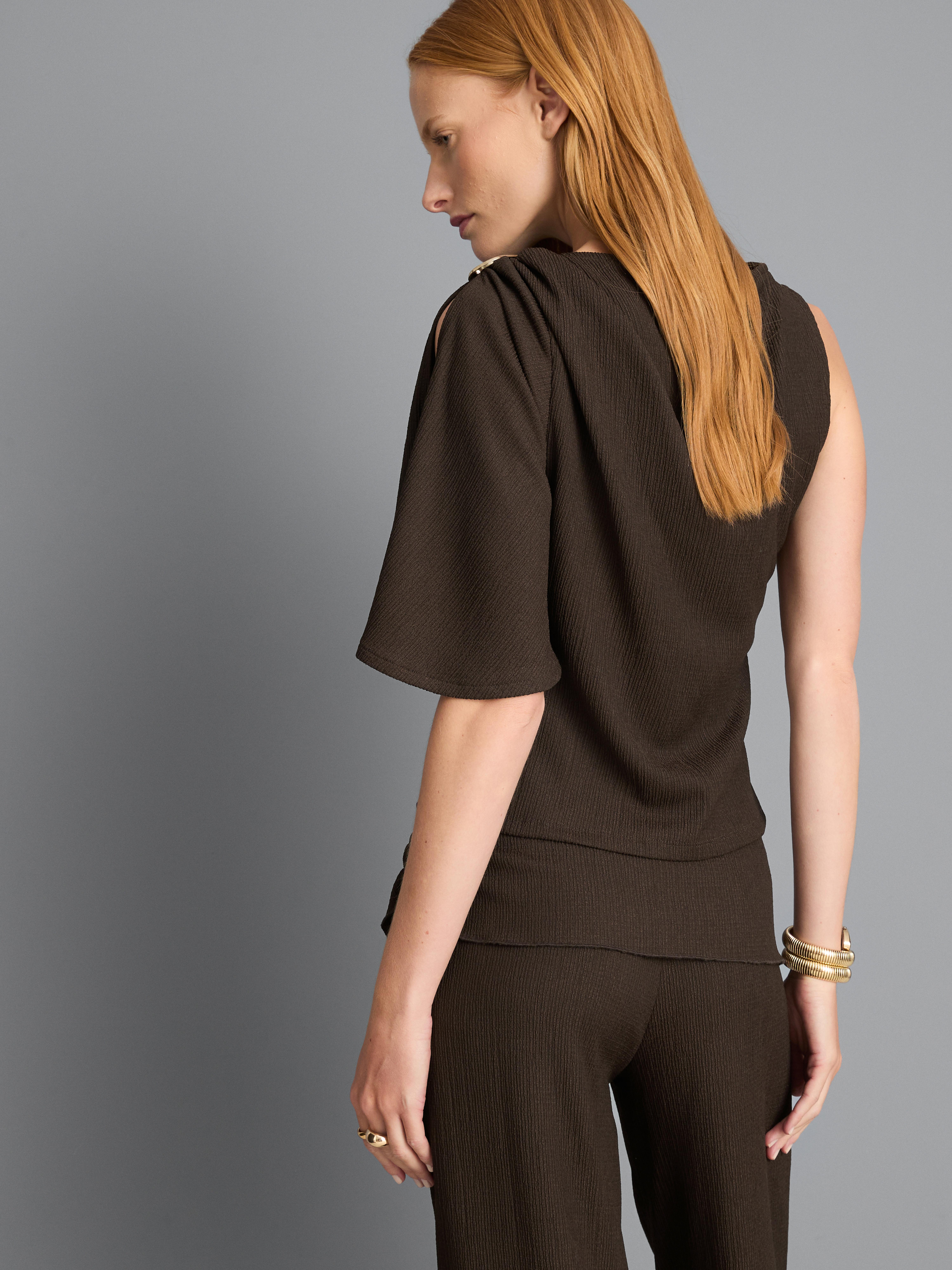 Textured Draped Sleeve Top