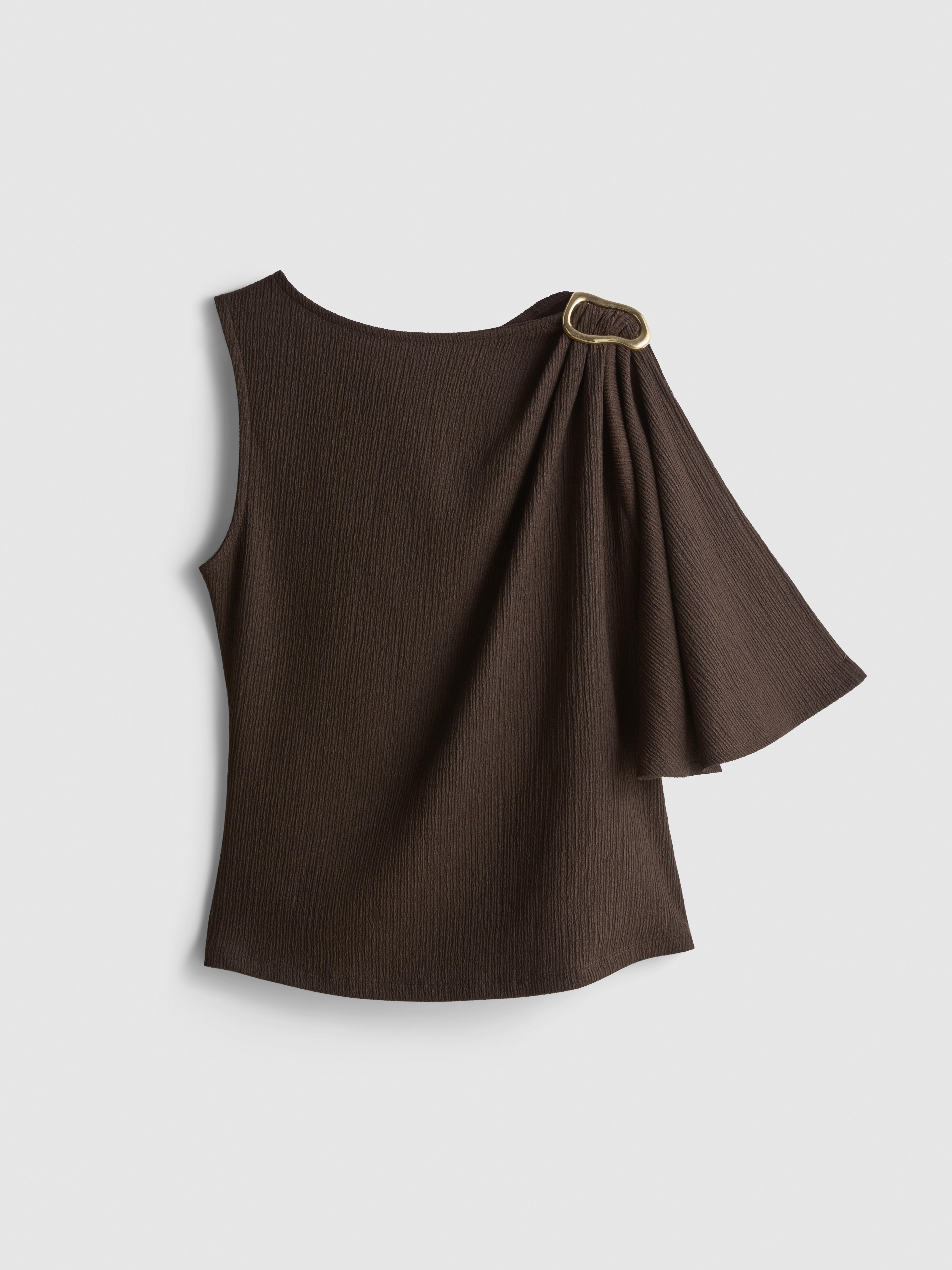 Textured Draped Sleeve Top