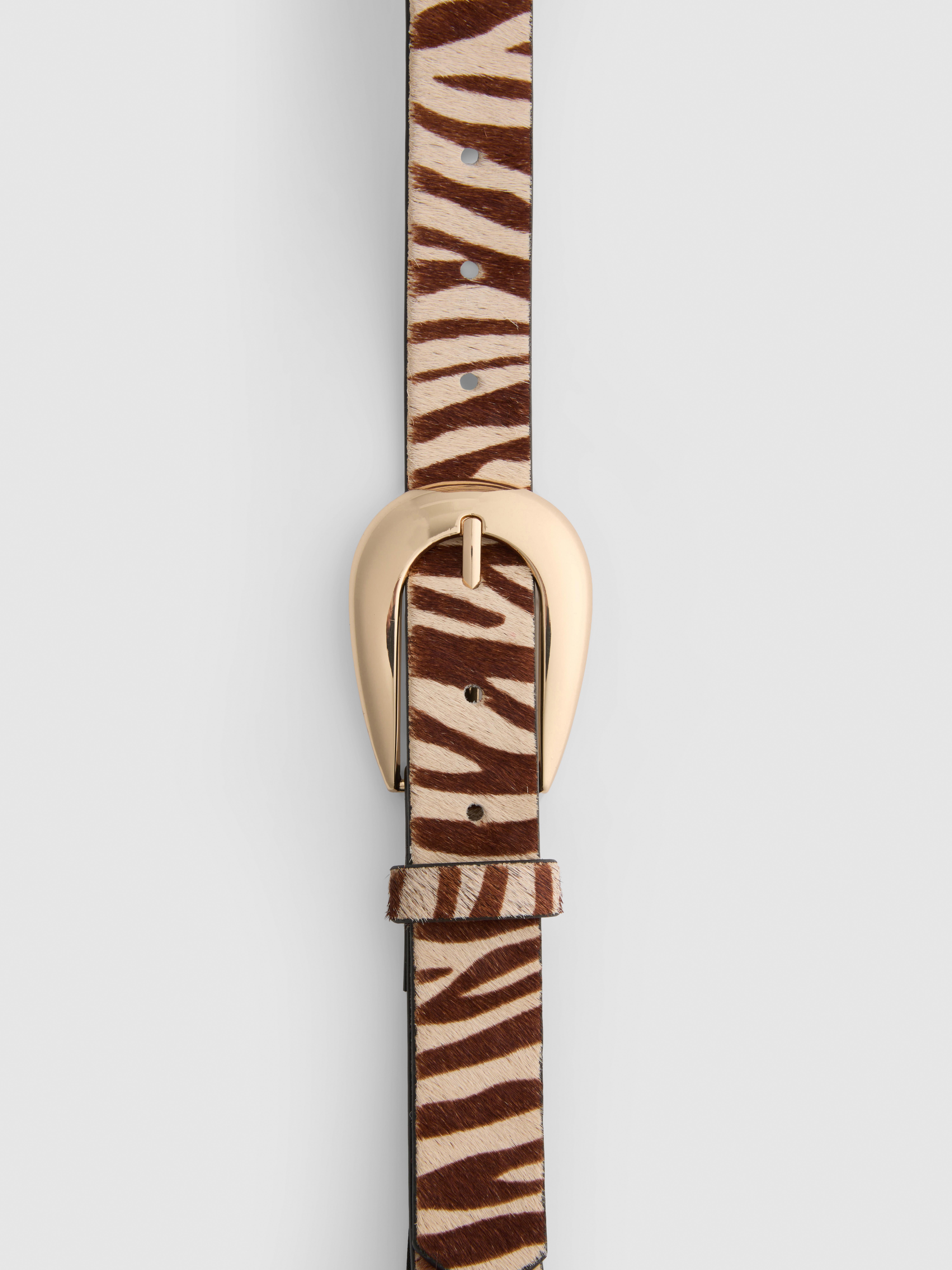 Zebra Print Faux Fur Buckle Belt