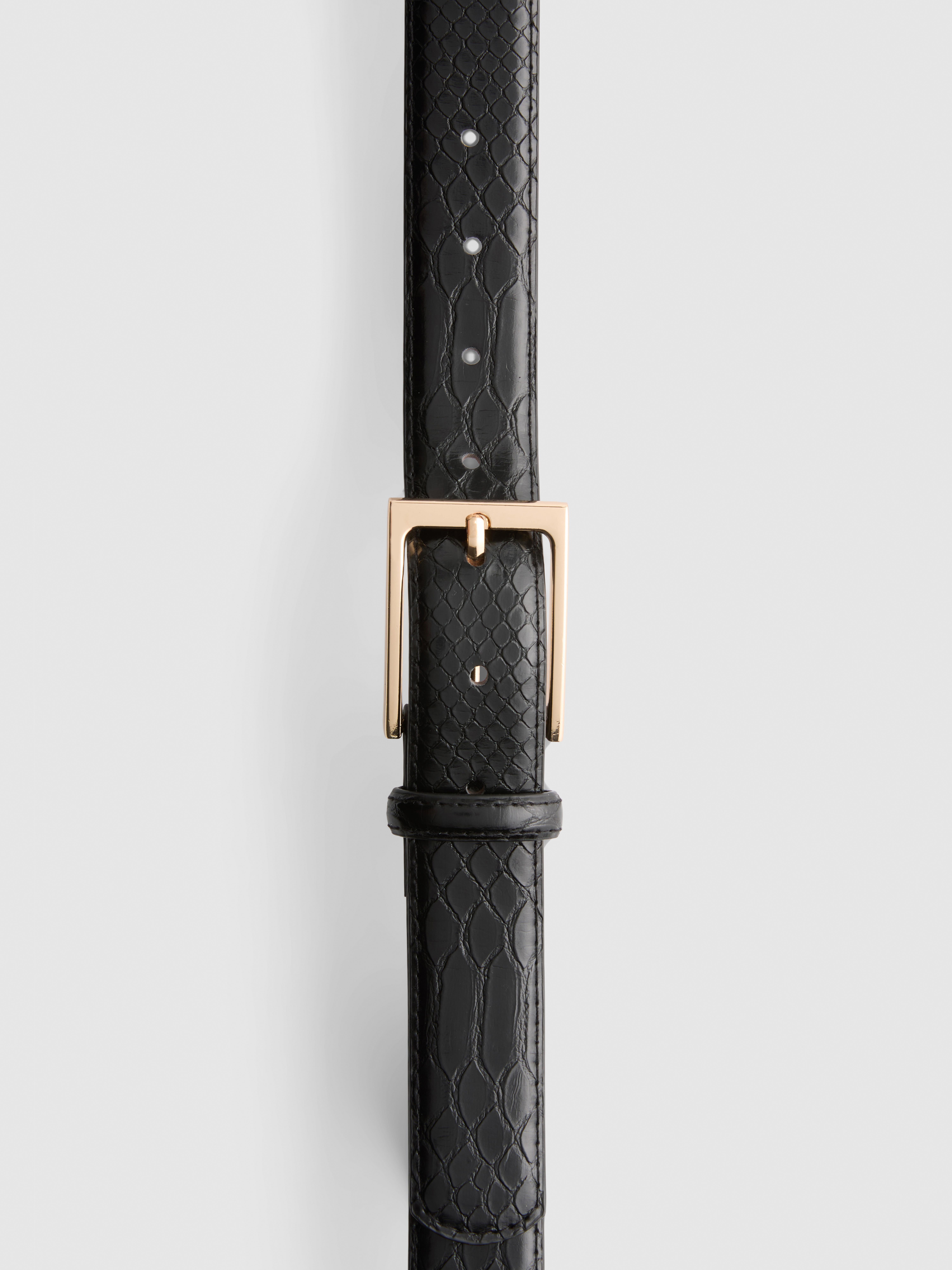Croc Effect Square Buckle Belt