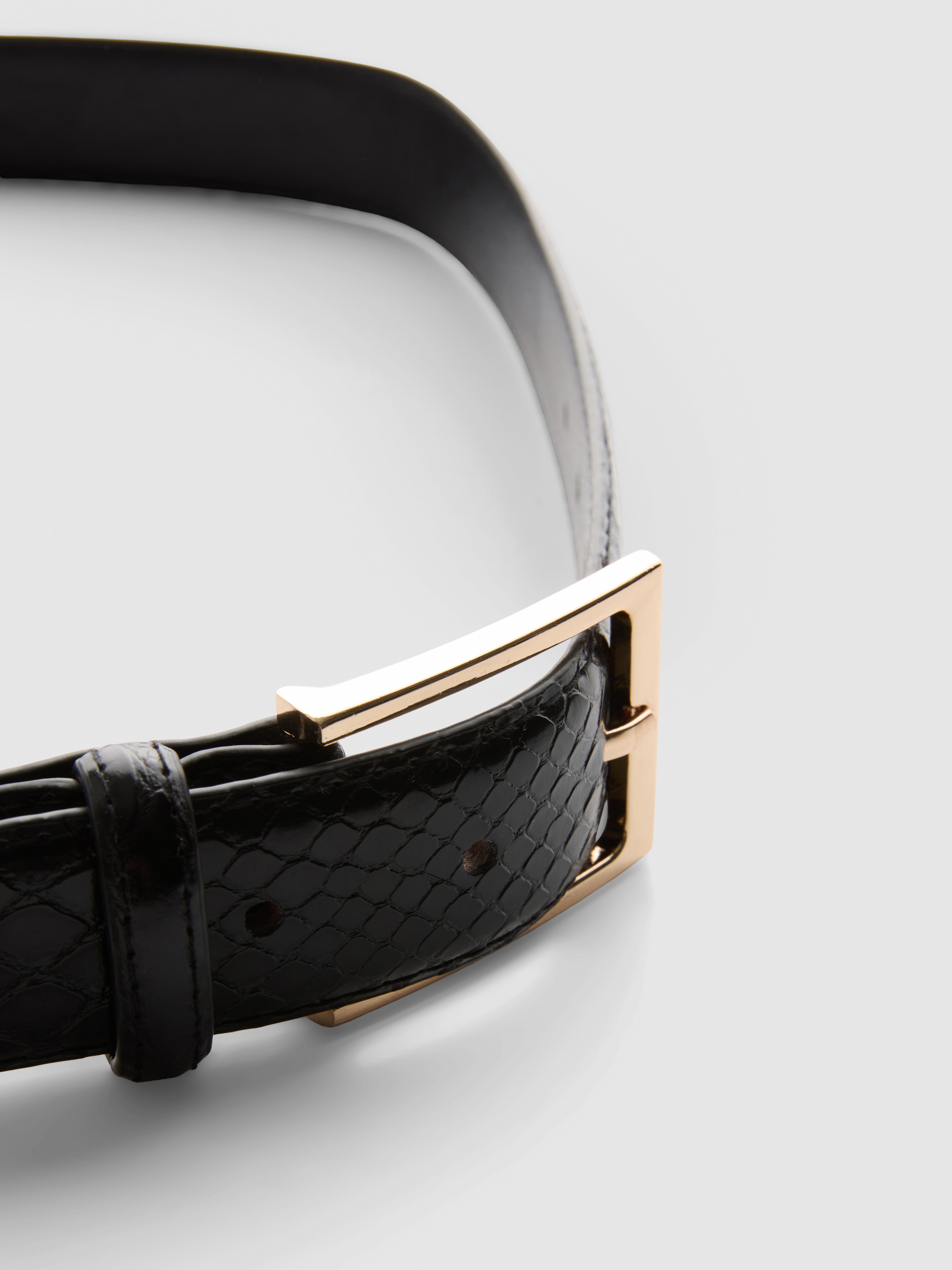 Croc Effect Square Buckle Belt