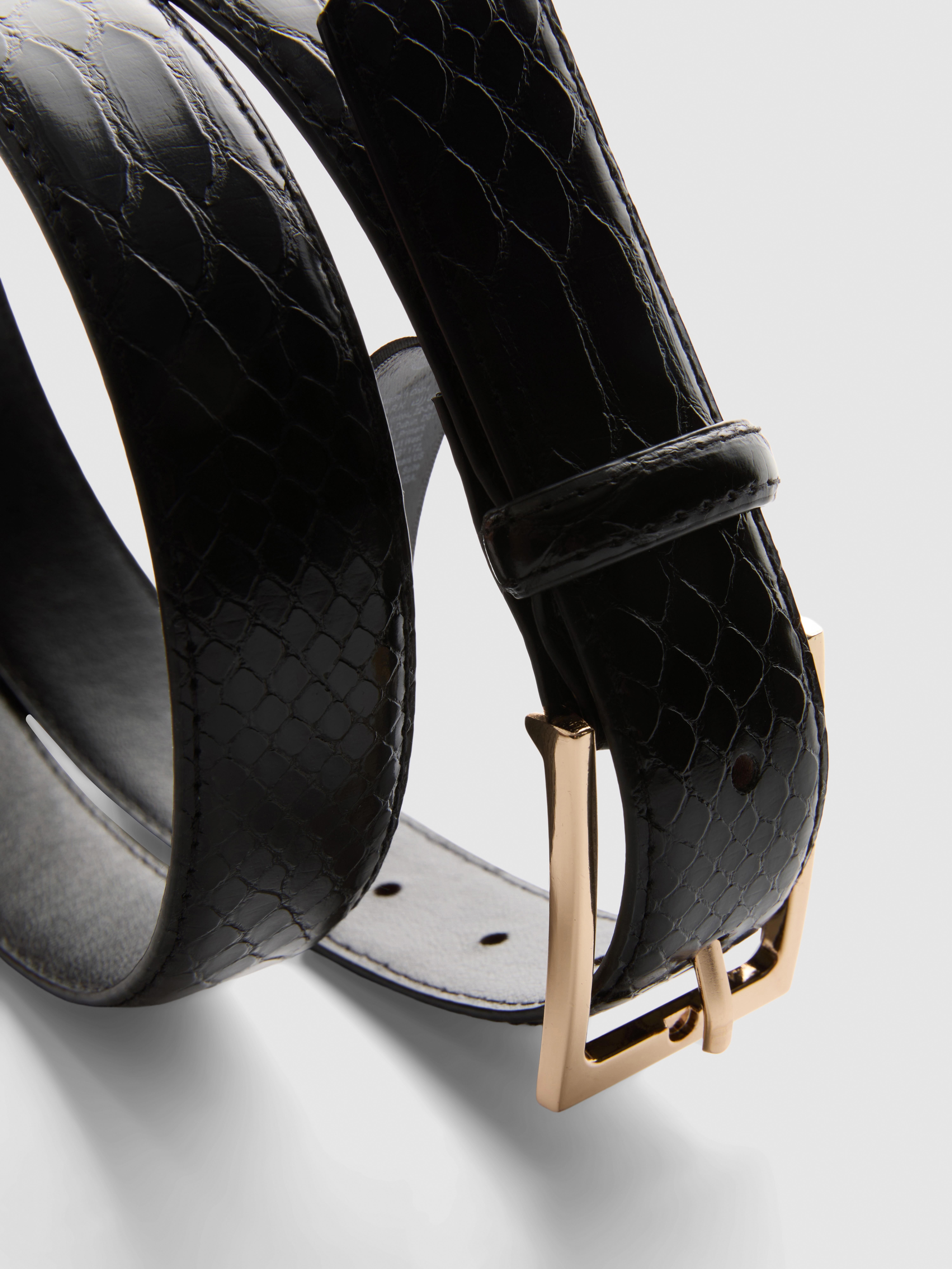Croc Effect Square Buckle Belt