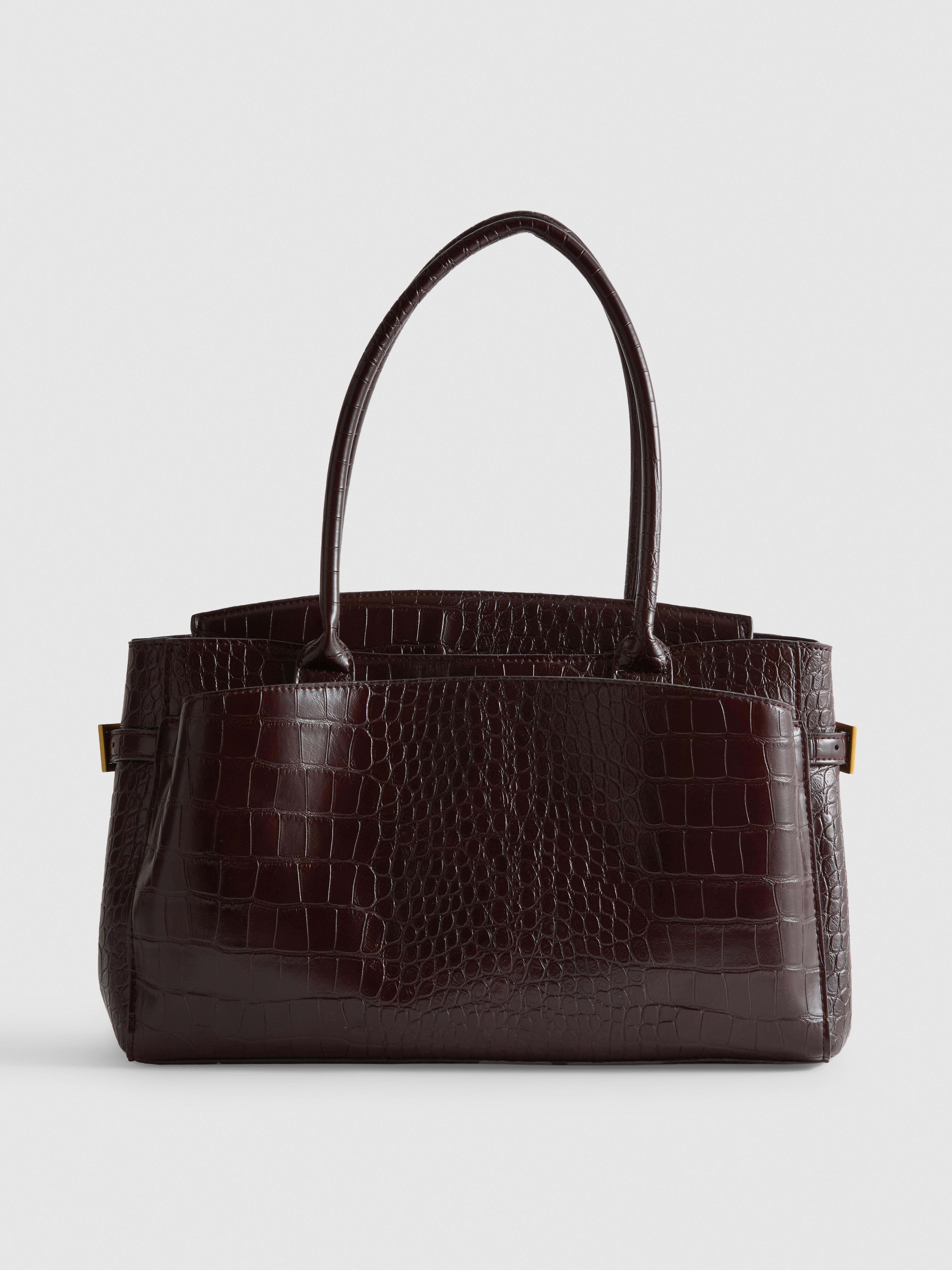 Croc Effect Structured Tote Bag