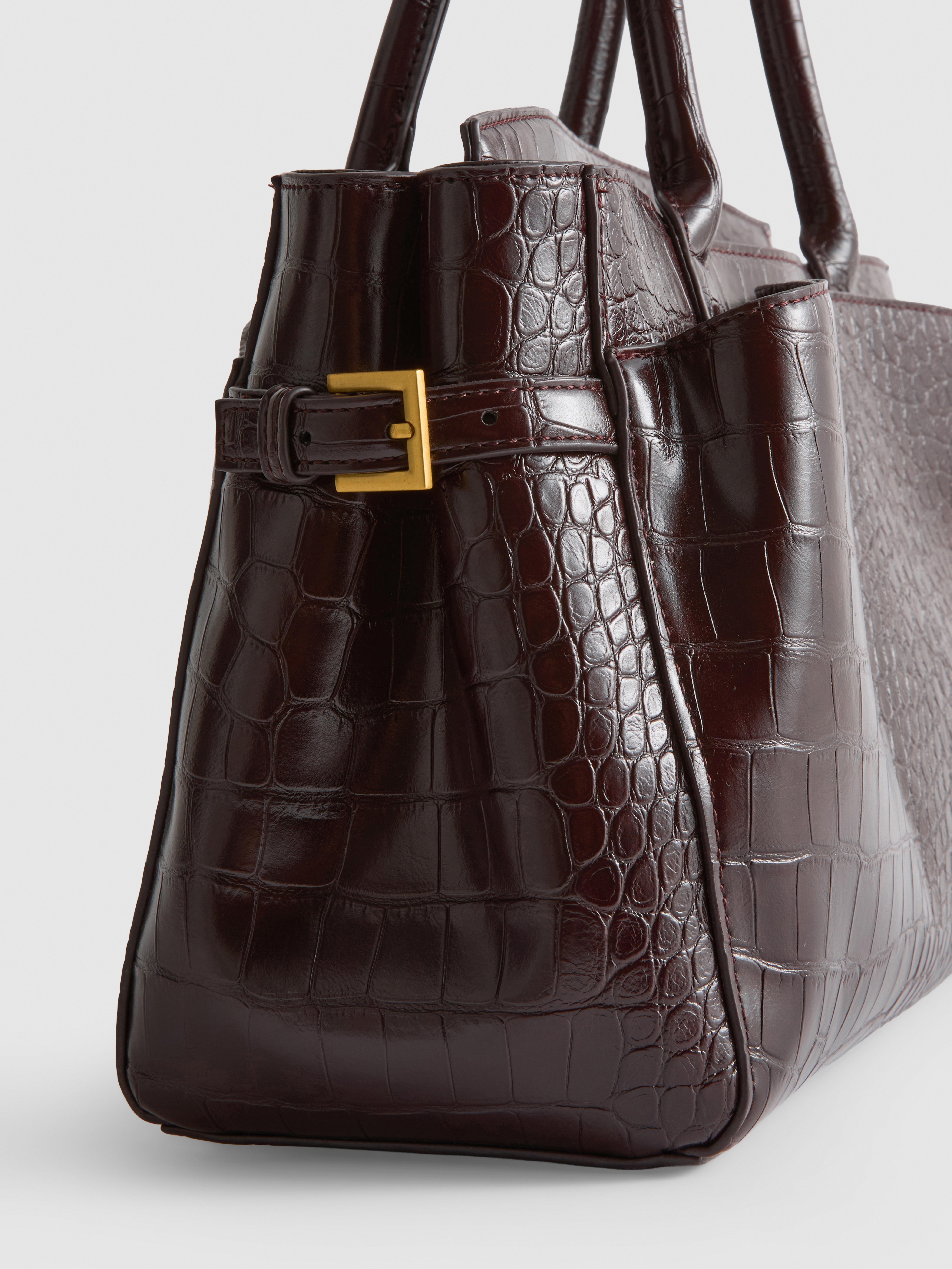 Croc Effect Structured Tote Bag