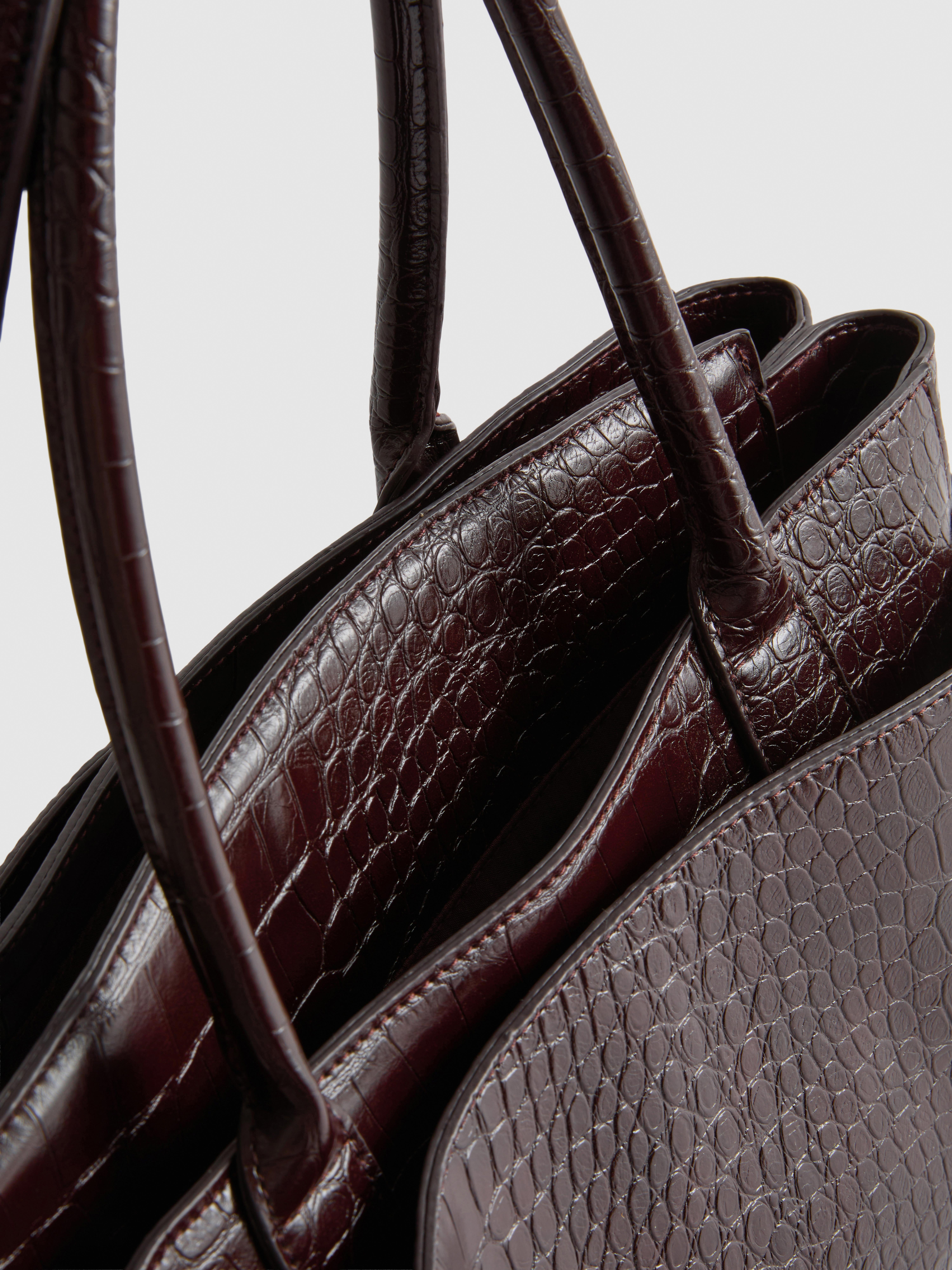 Croc Effect Structured Tote Bag