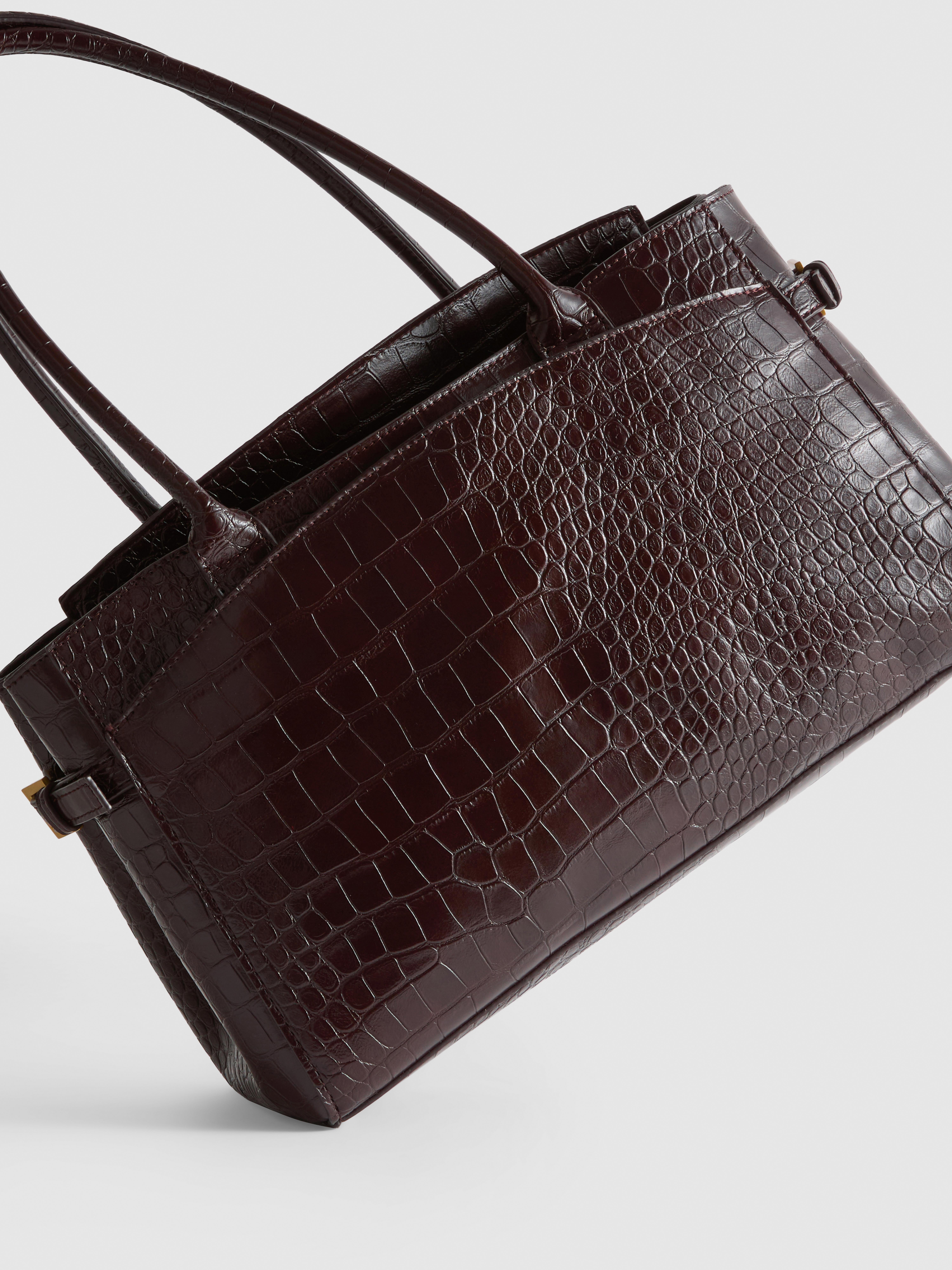 Croc Effect Structured Tote Bag