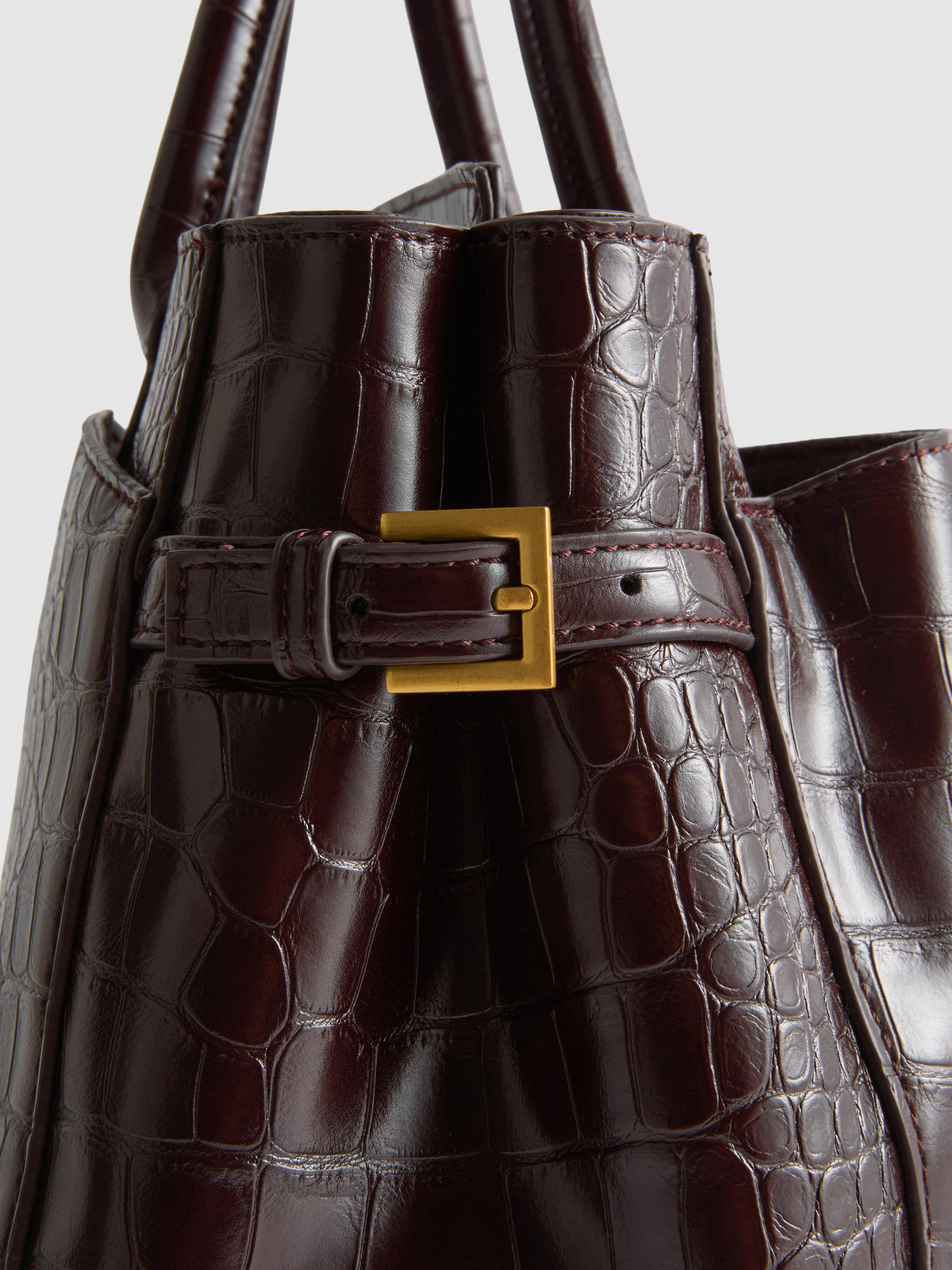 Croc Effect Structured Tote Bag