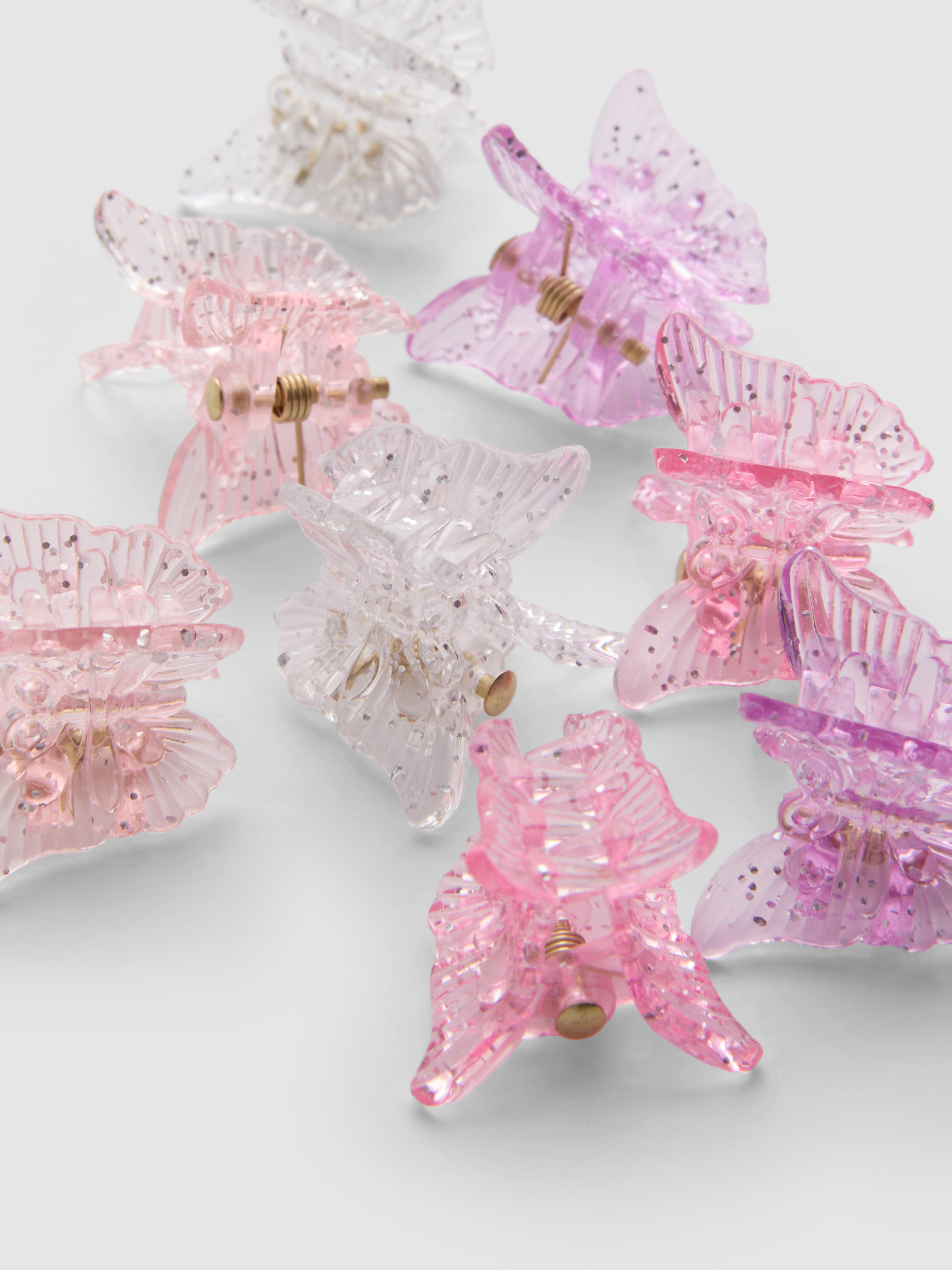 8pk Glitter Butterfly Hair Claw Clips