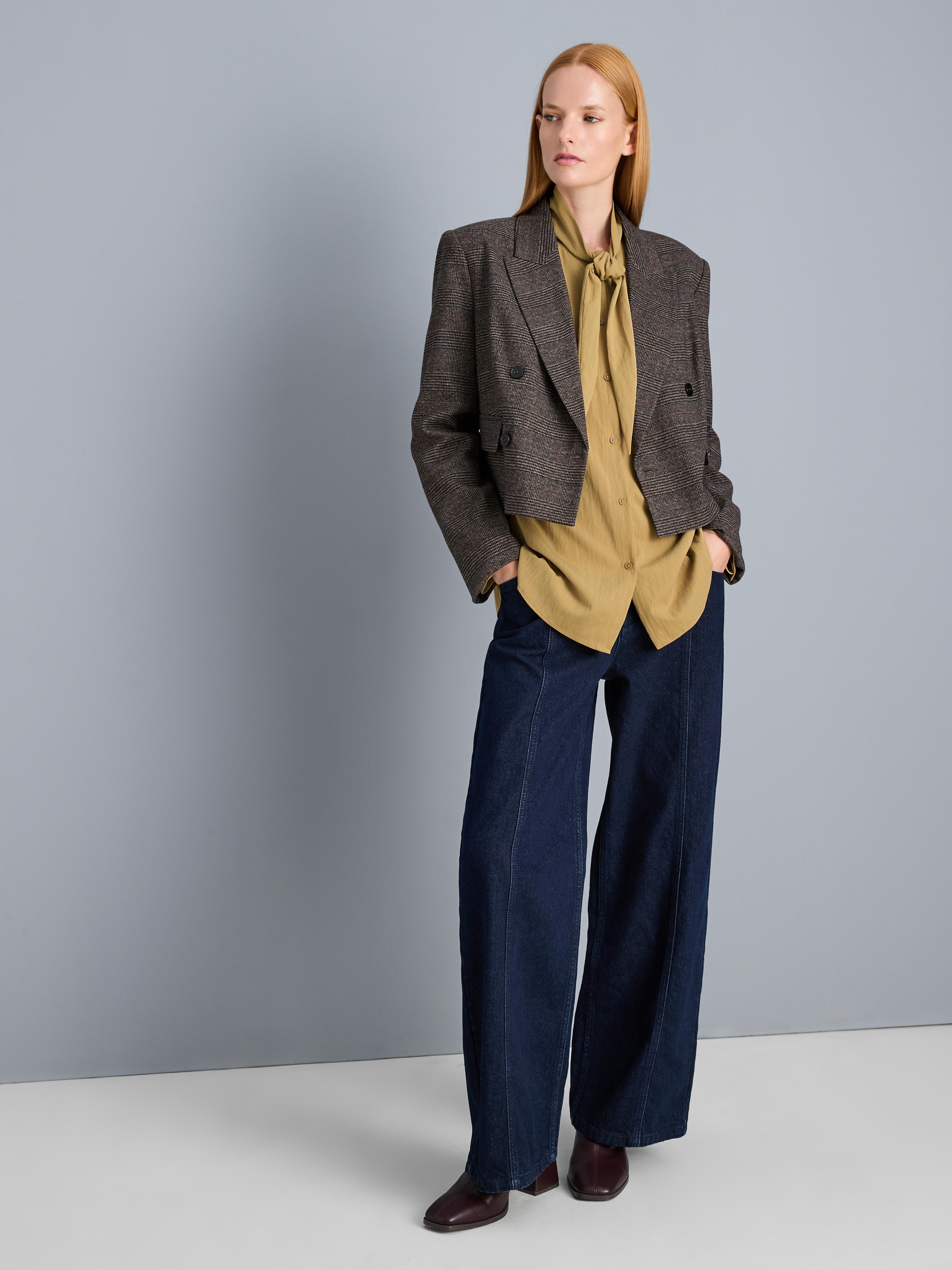 Textured Tie-Neck Blouse