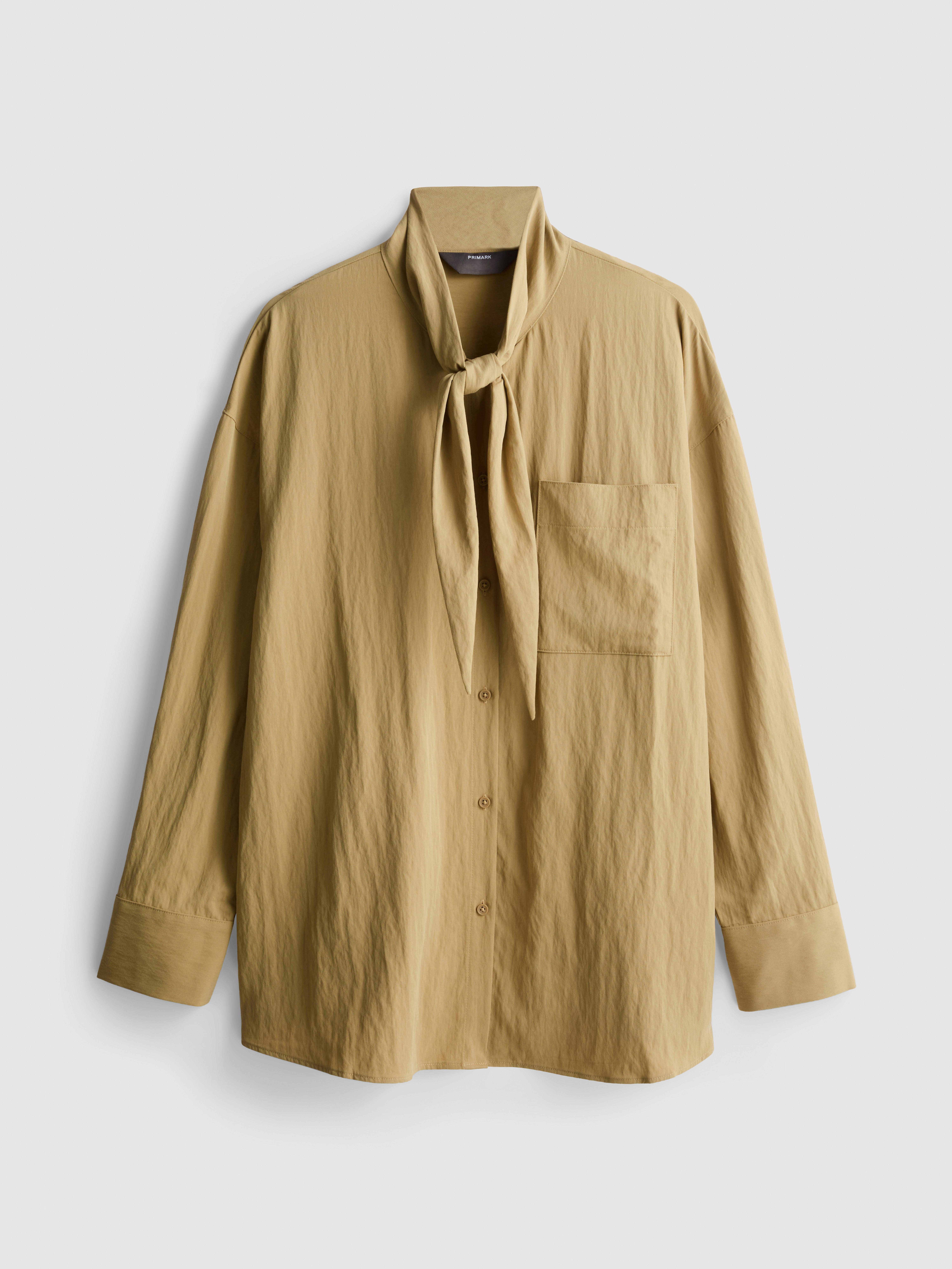 Textured Tie-Neck Blouse