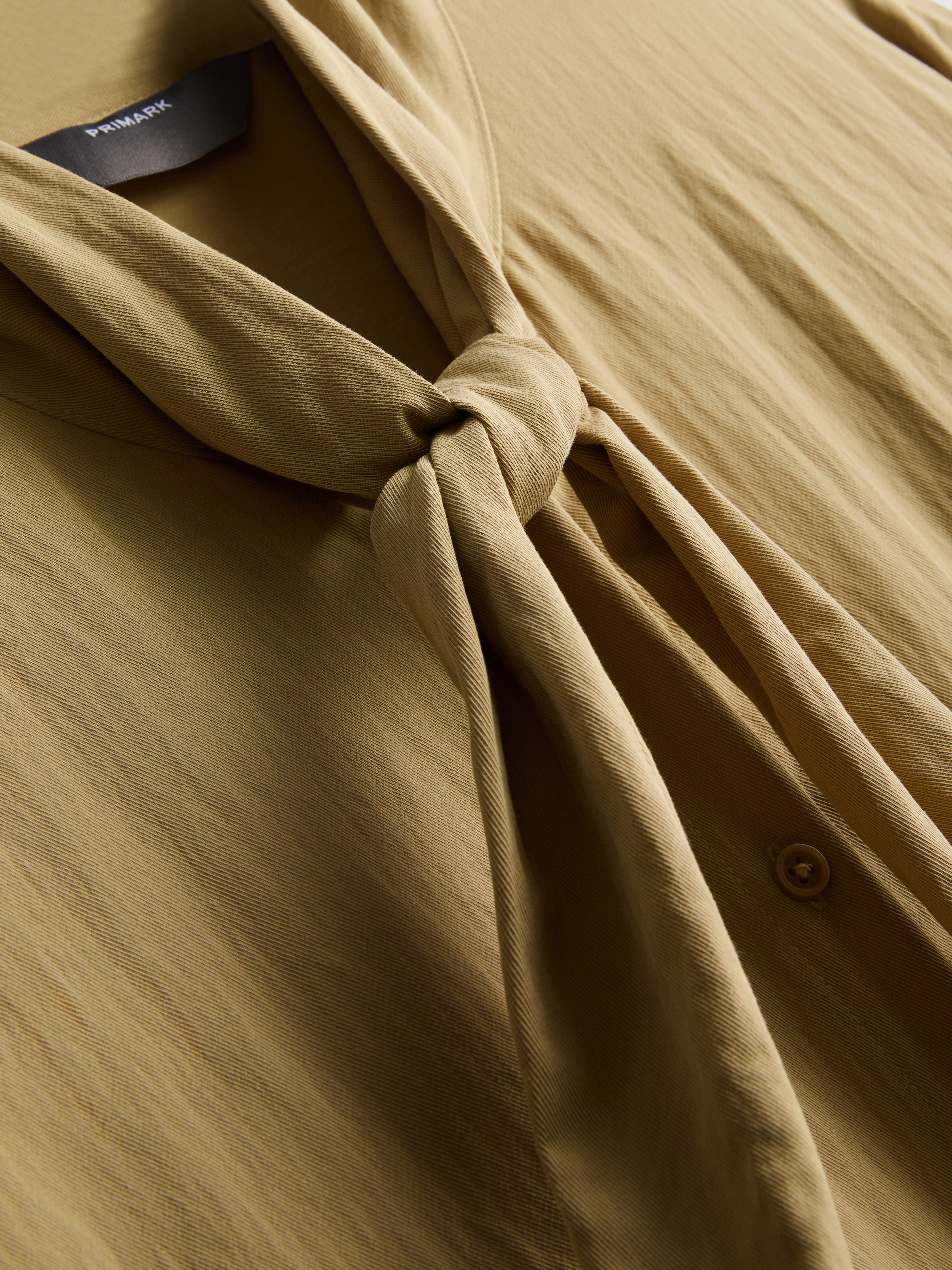 Textured Tie-Neck Blouse