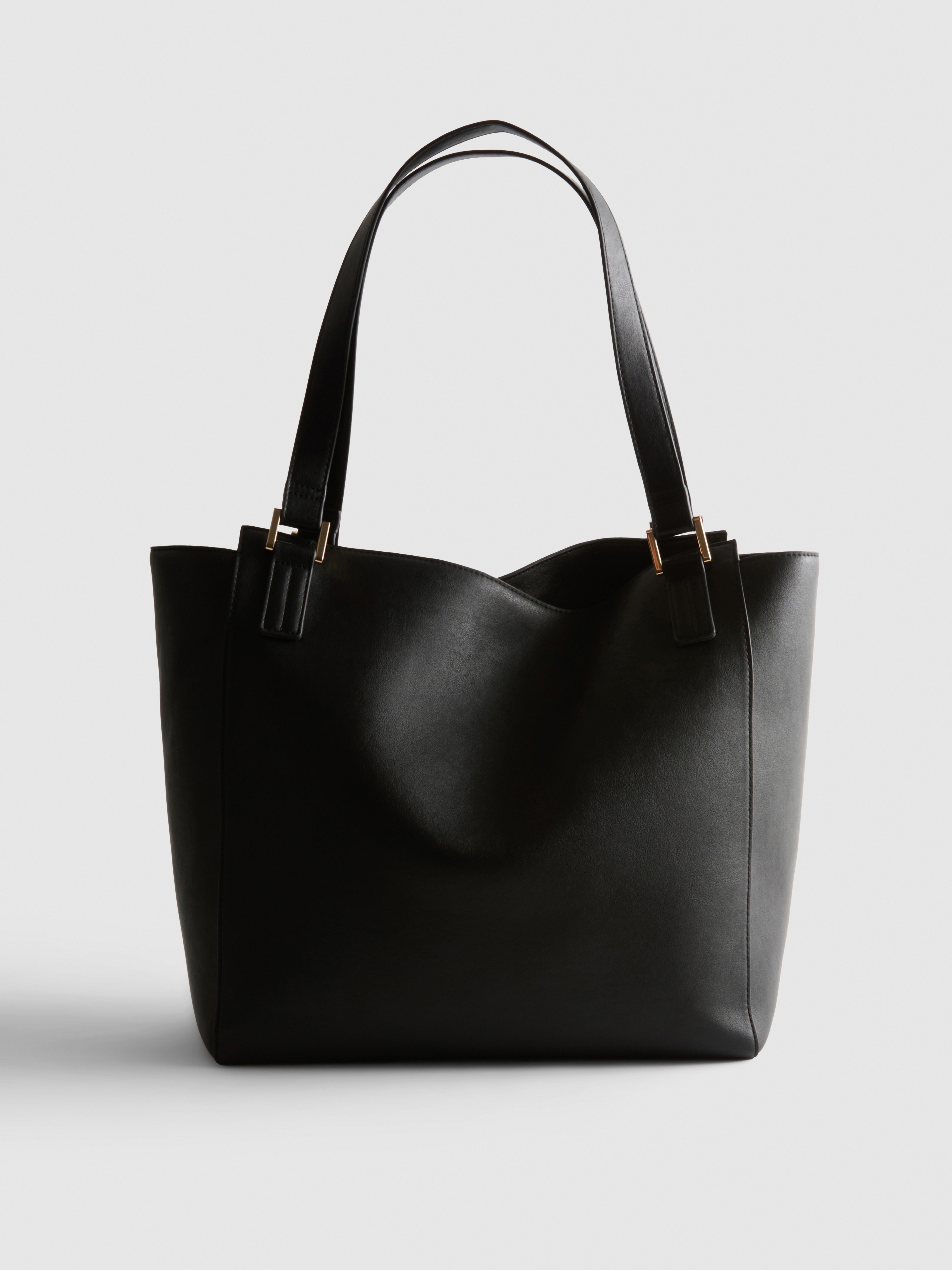 Structured Faux Leather Tote Bag