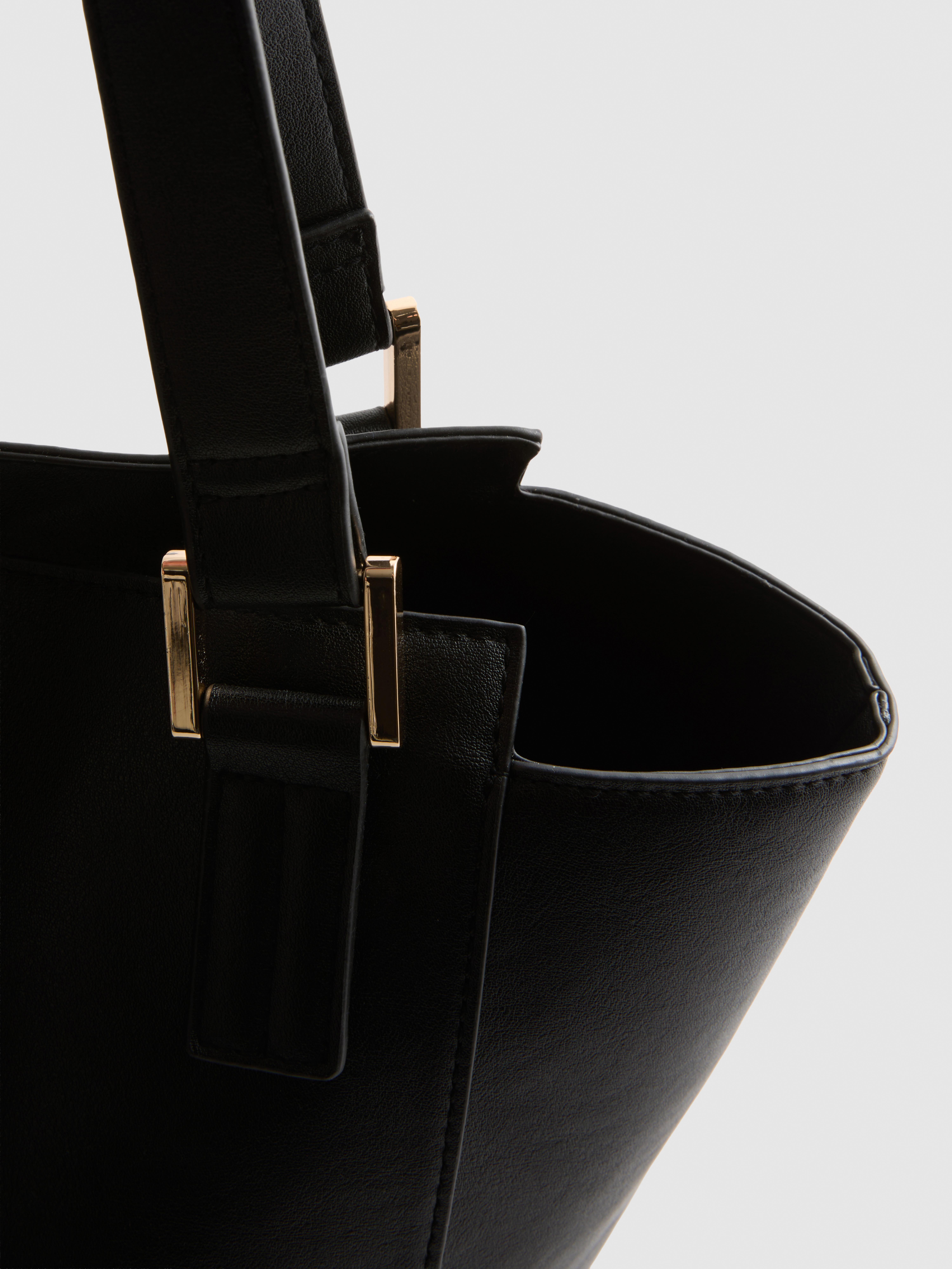 Structured Faux Leather Tote Bag