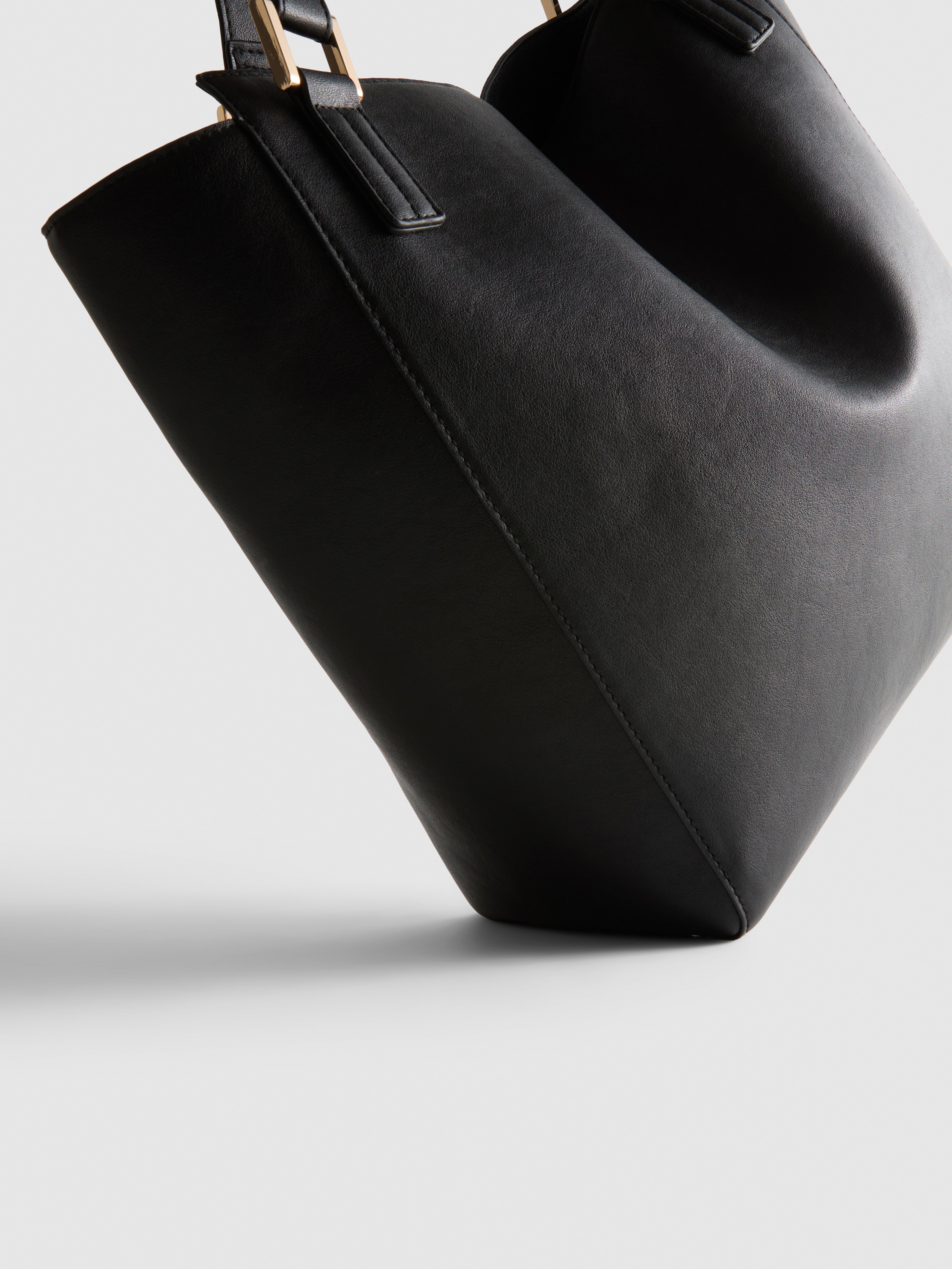 Structured Faux Leather Tote Bag