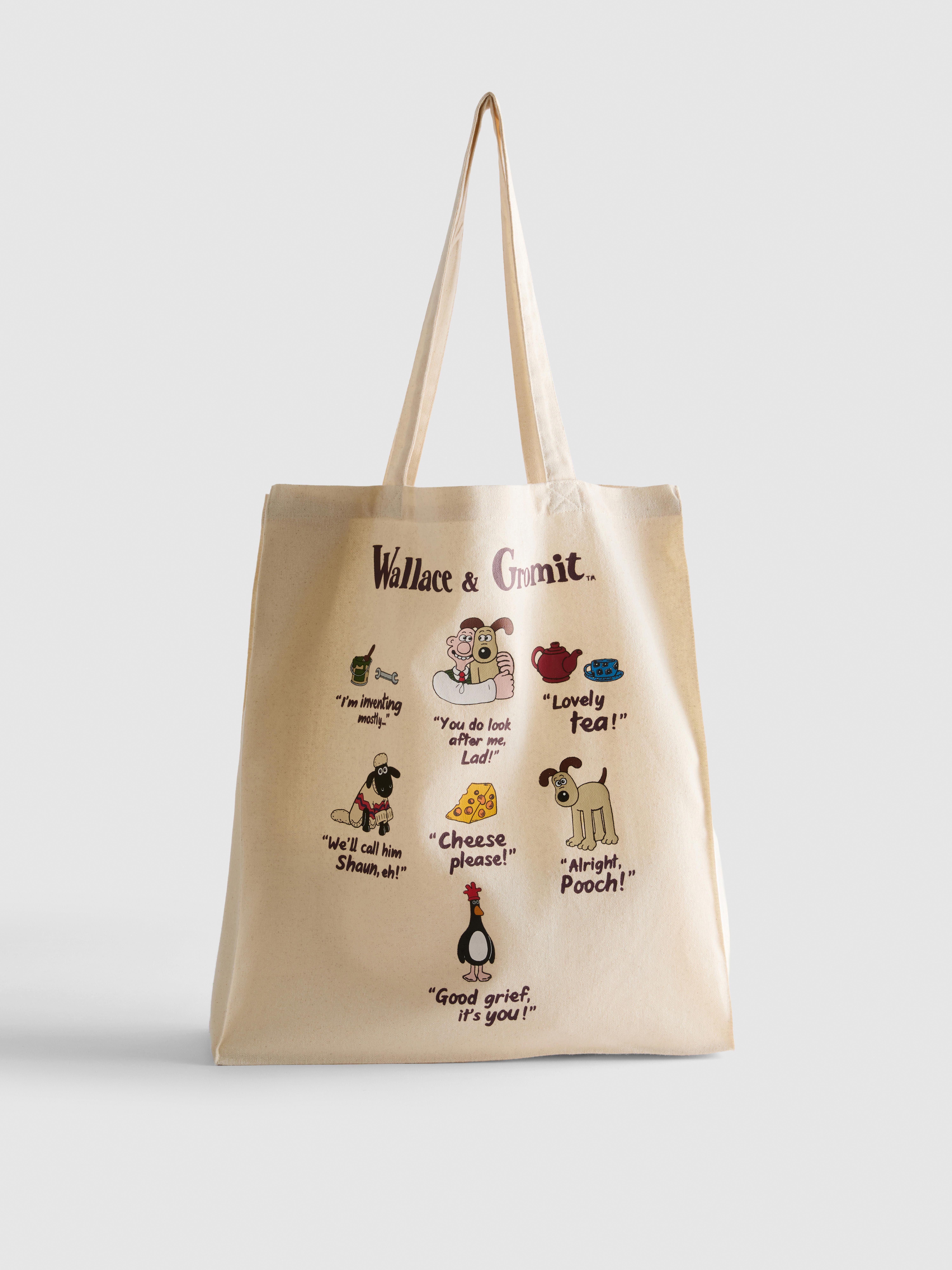 Women's Natural Wallace & Gromit Character Quote Tote Bag | Penneys