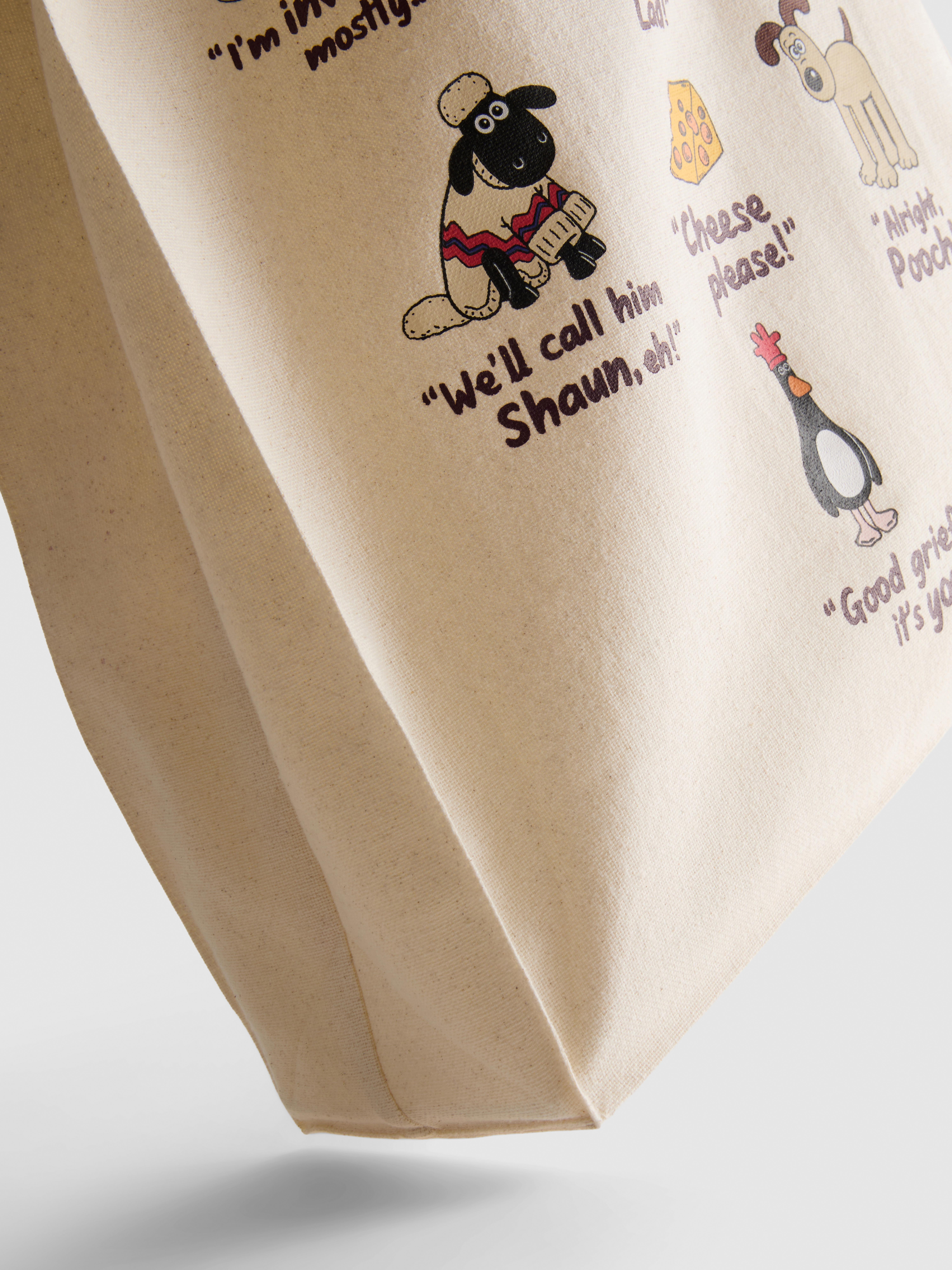 Women's Natural Wallace & Gromit Character Quote Tote Bag | Penneys