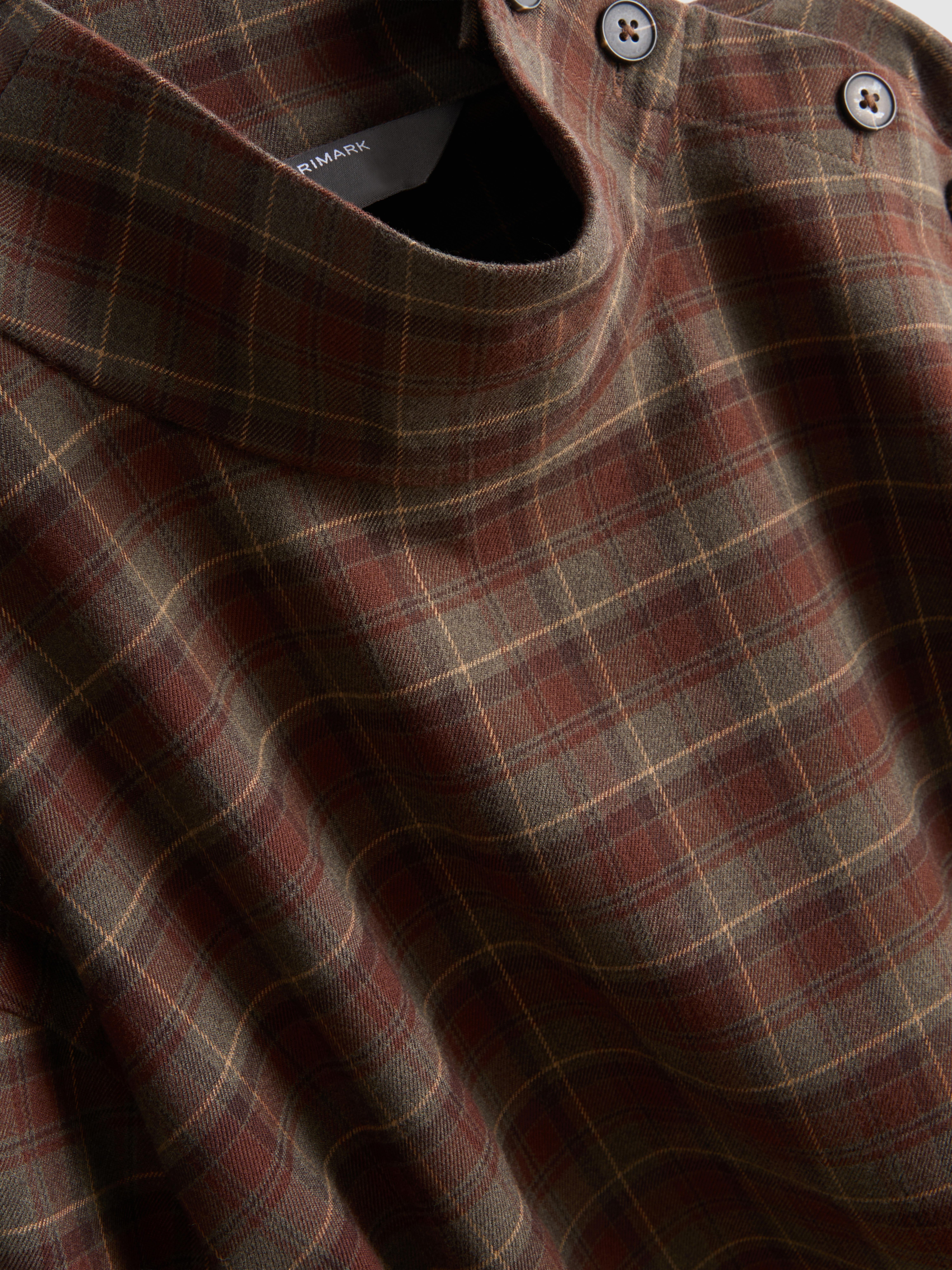 Boxy Funnel Neck Check Shirt