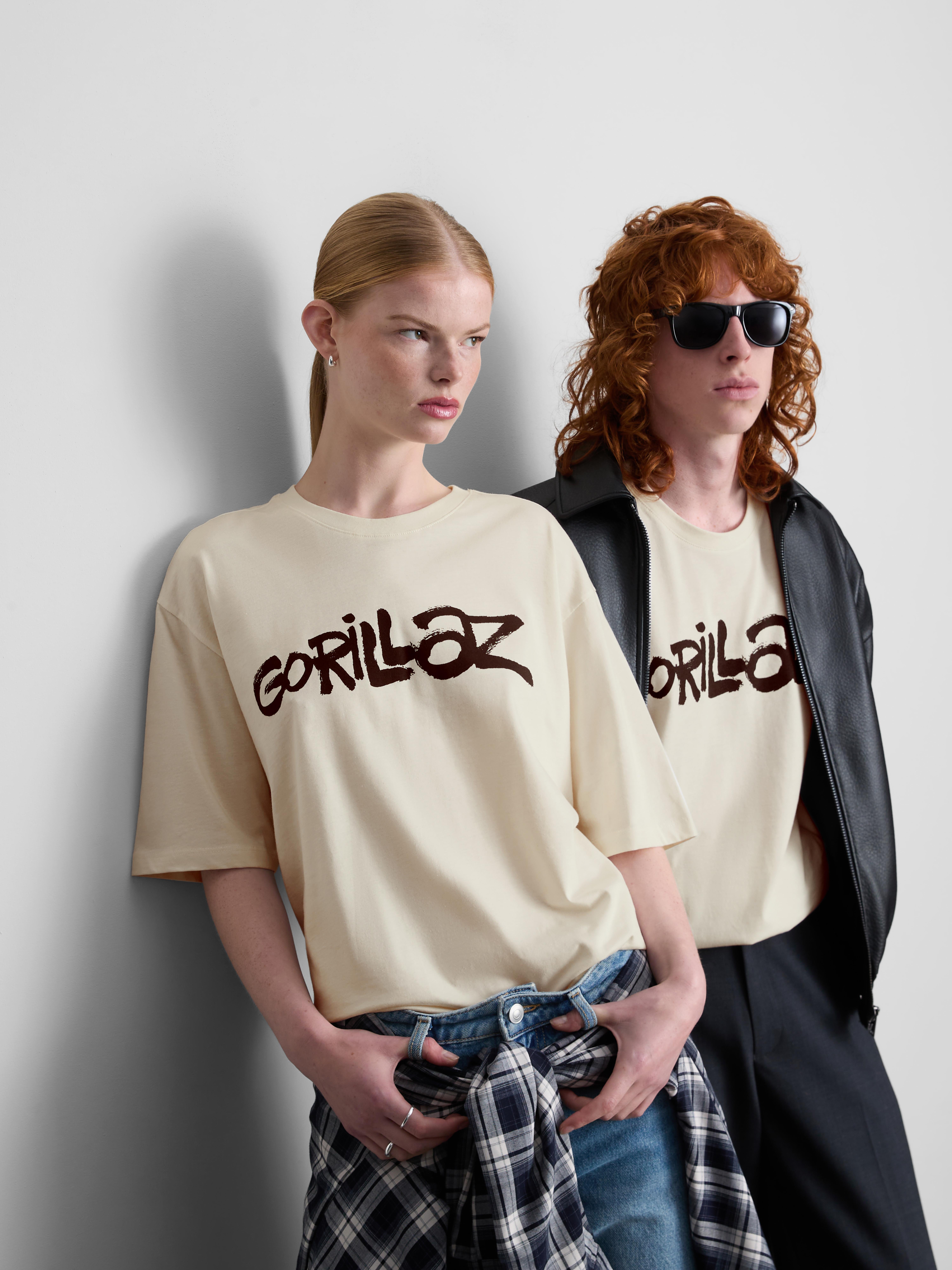 Puur katoenen band-T-shirt met logo Gorillaz