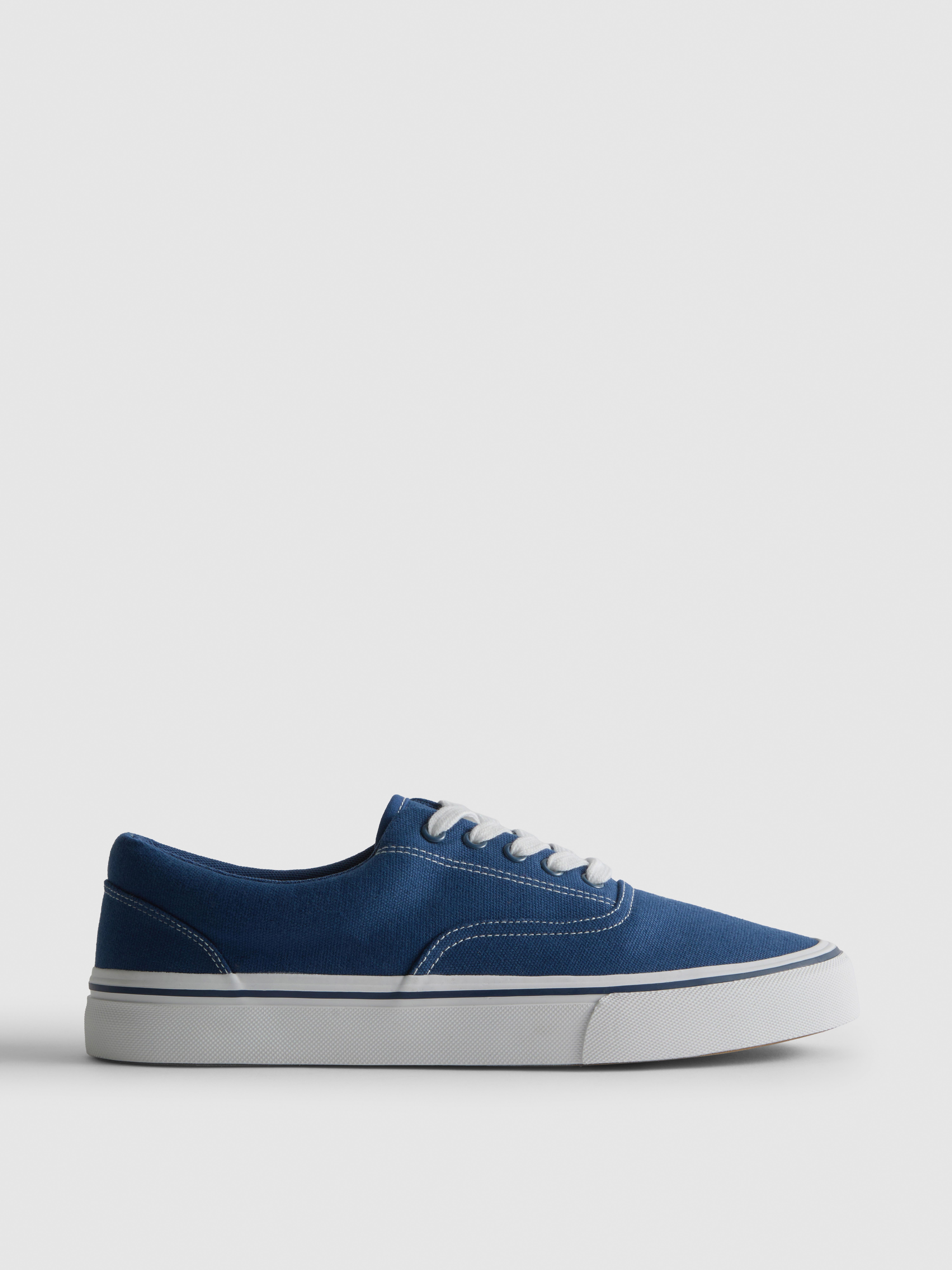 Contrast Lace-Up Canvas Trainers