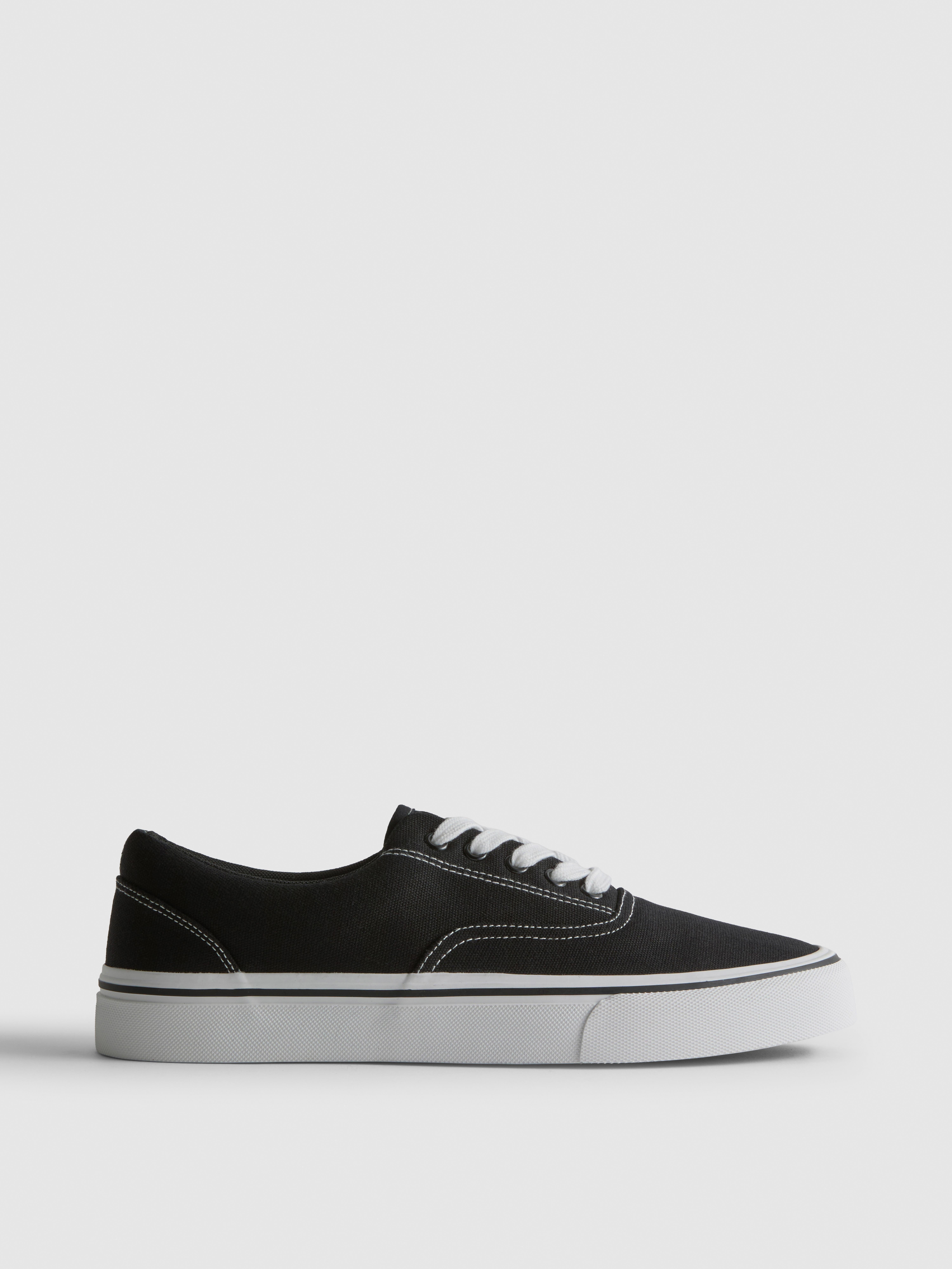 Contrast Lace-Up Canvas Sneakers