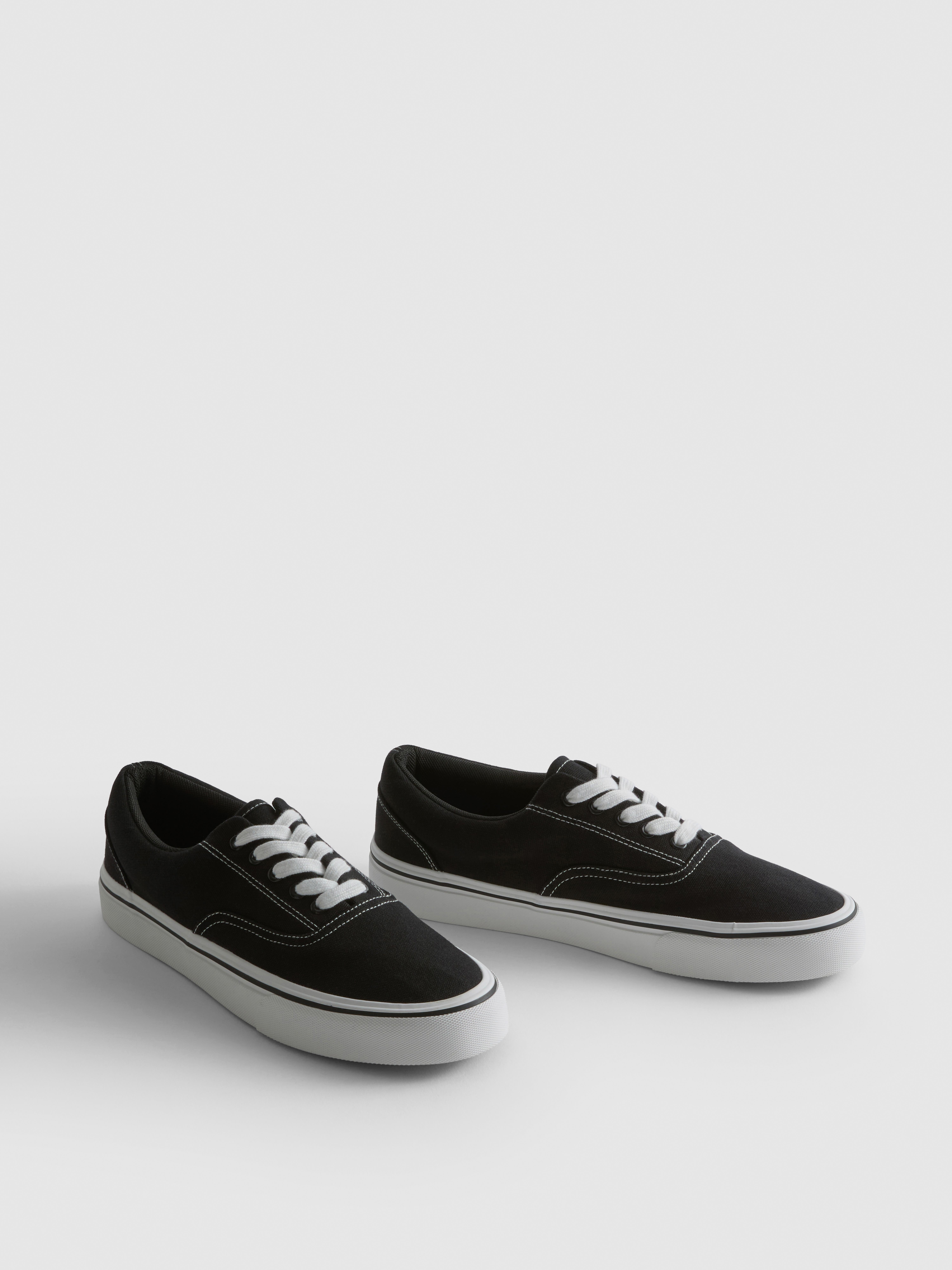 Contrast Lace-Up Canvas Sneakers