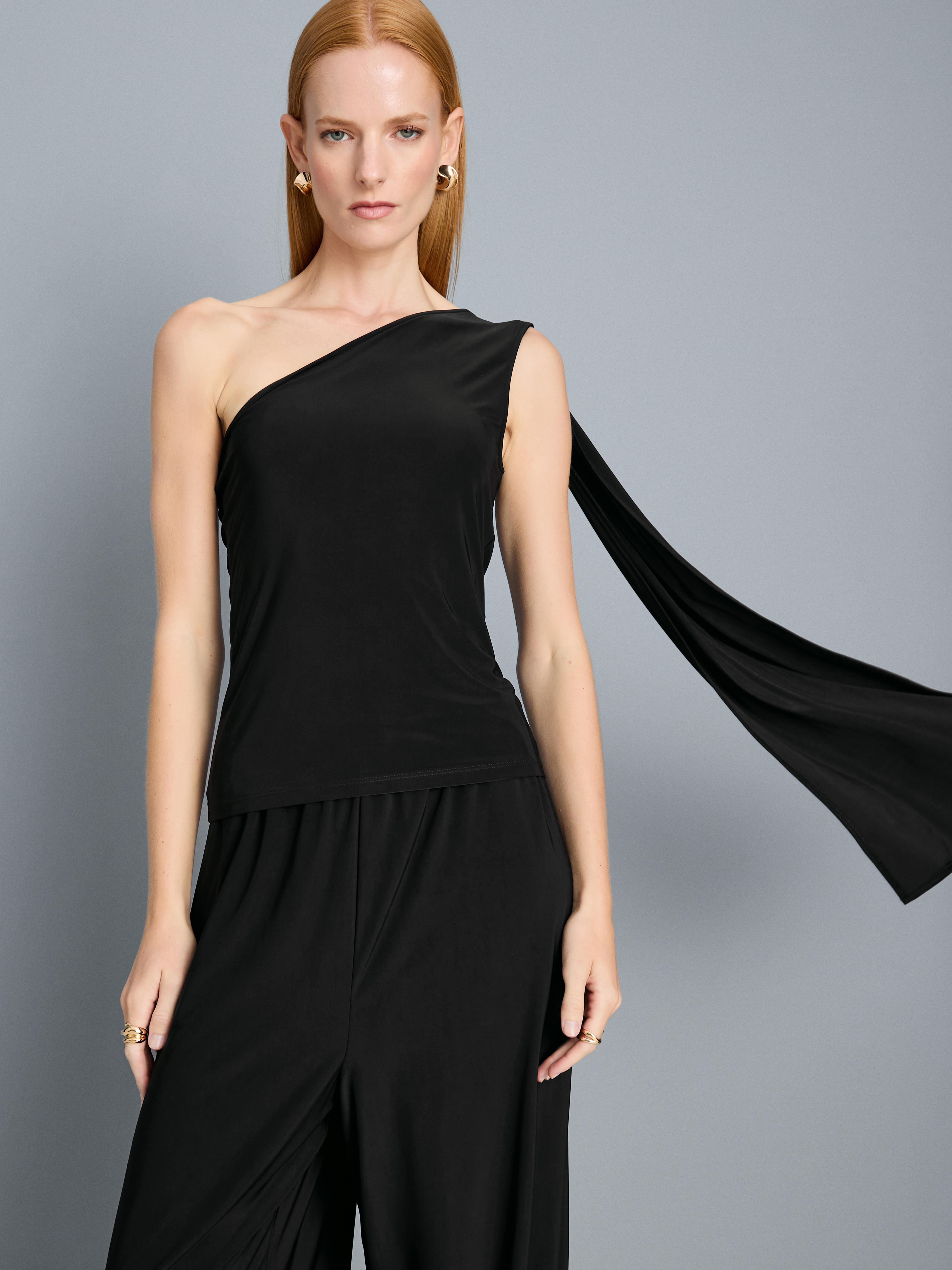 One-Shoulder Scarf-Detail Top