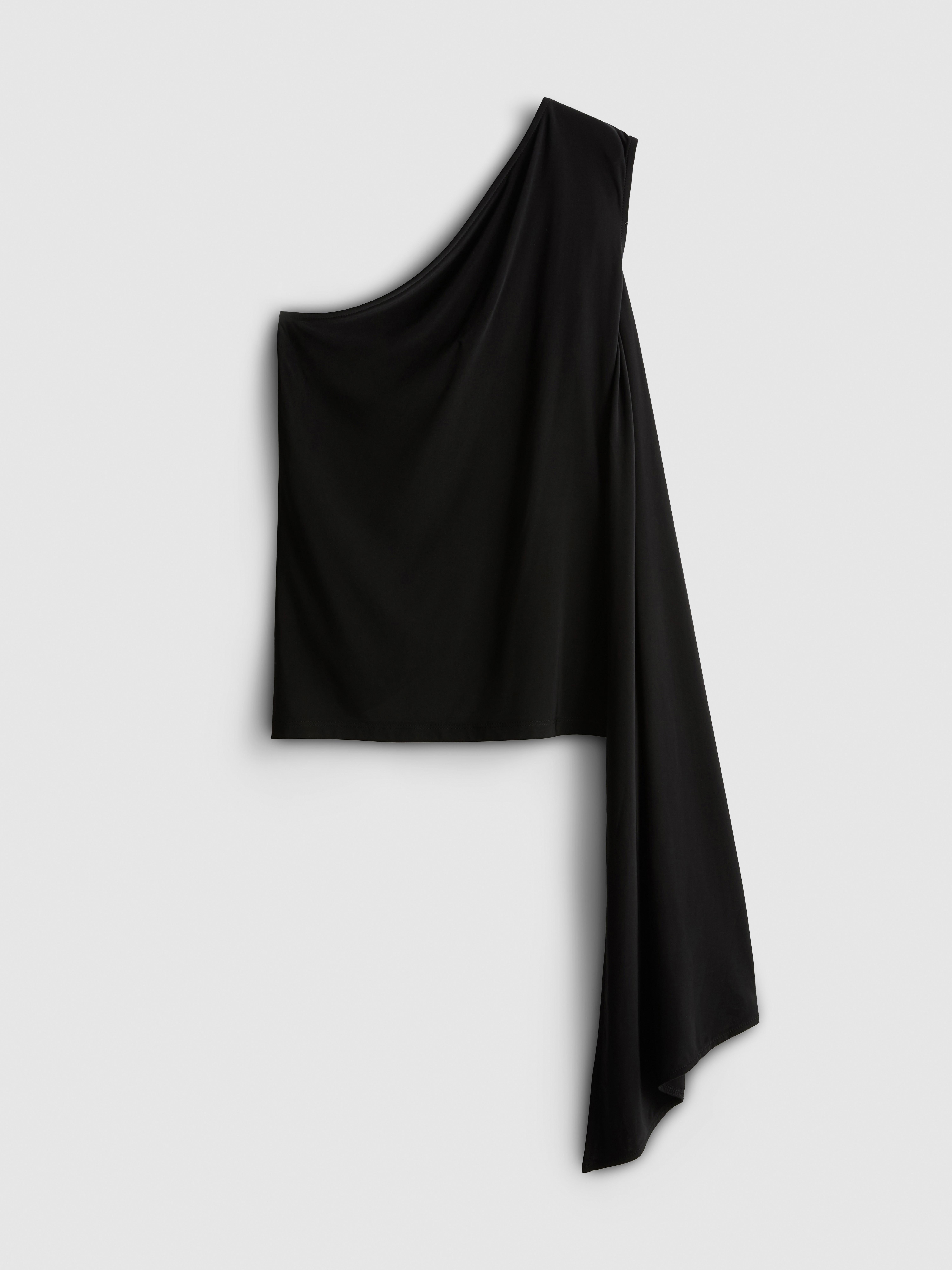 One-Shoulder Scarf-Detail Top