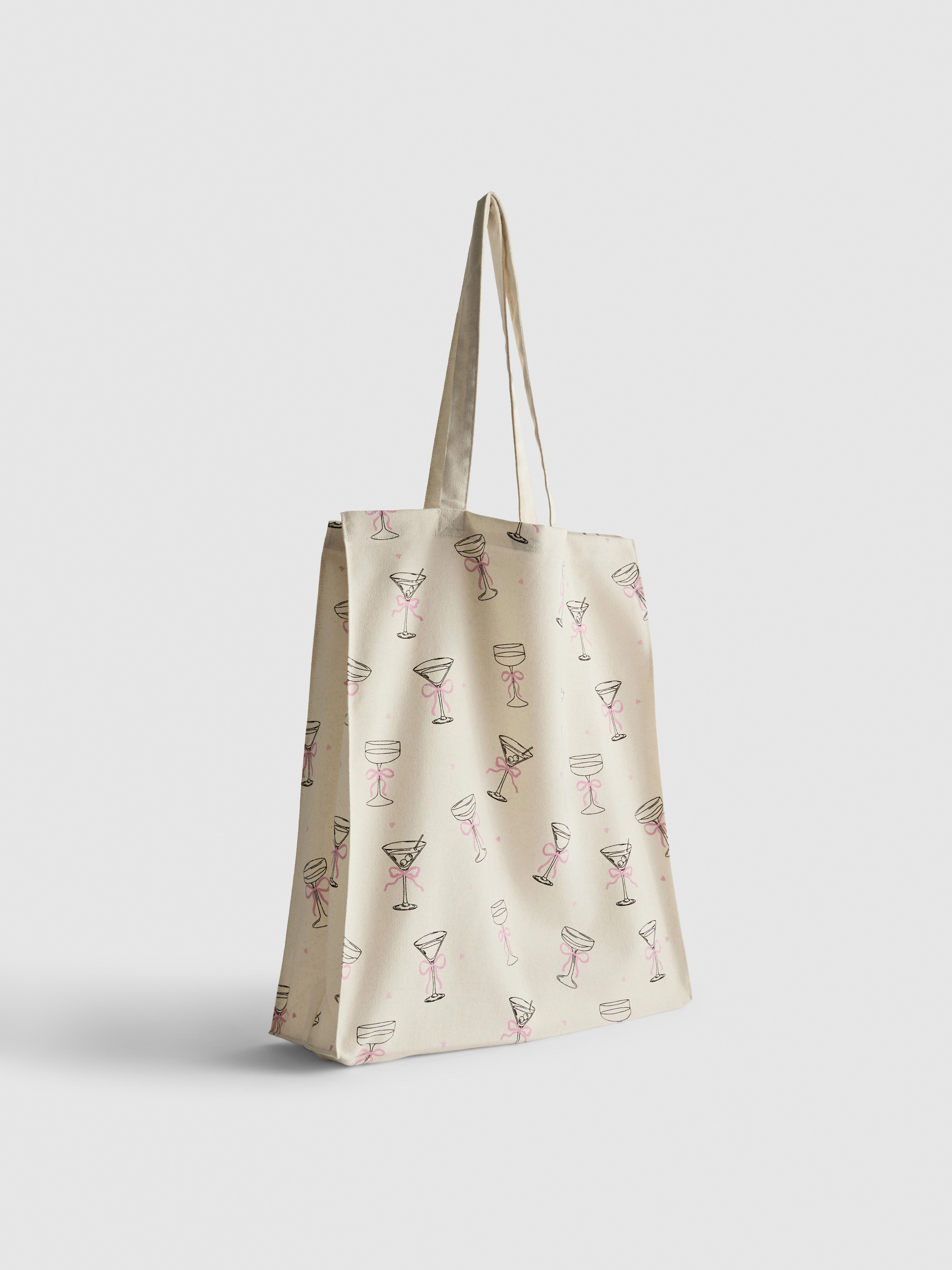 Cocktail-Print Tote Bag