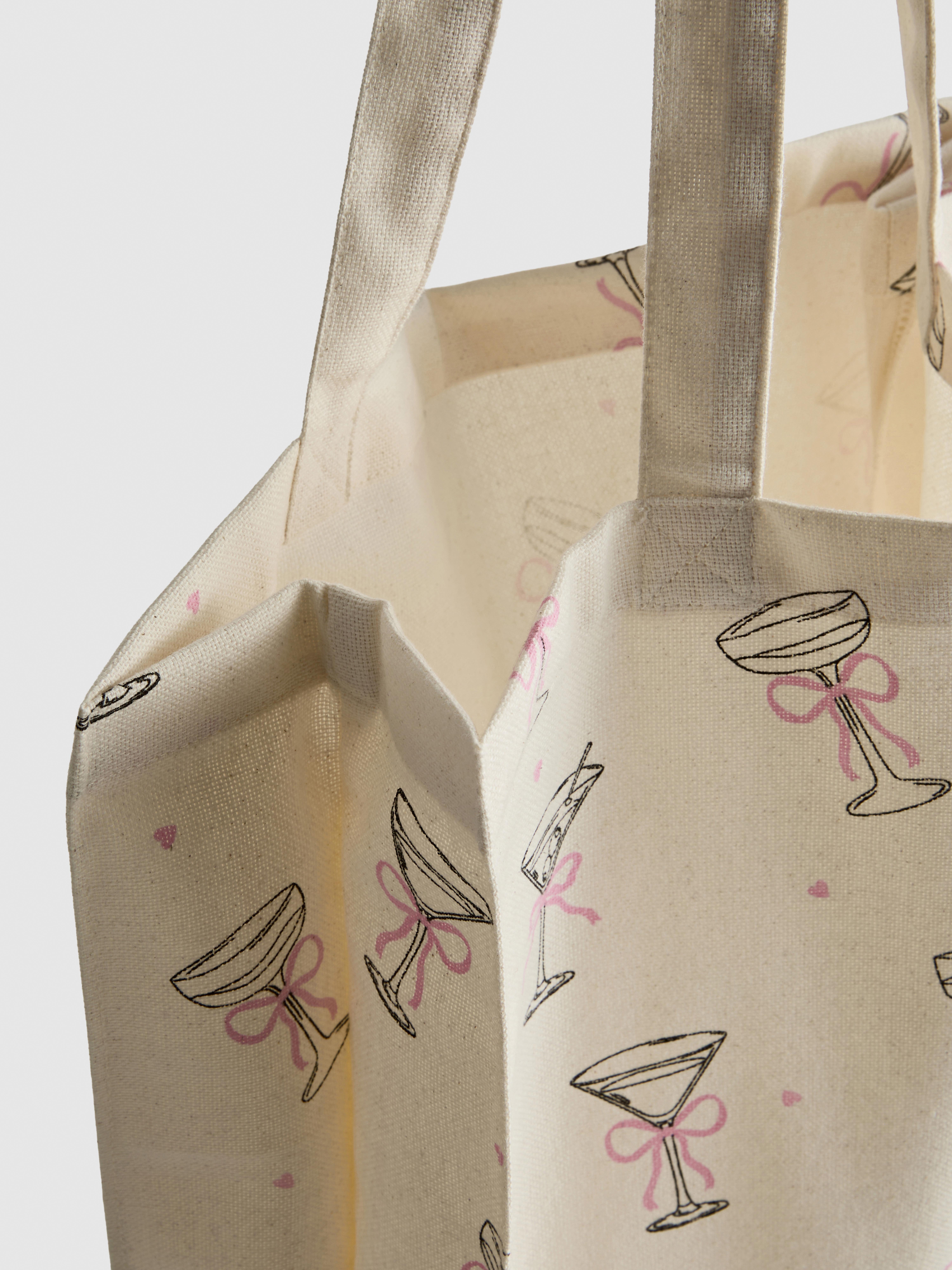 Cocktail-Print Tote Bag