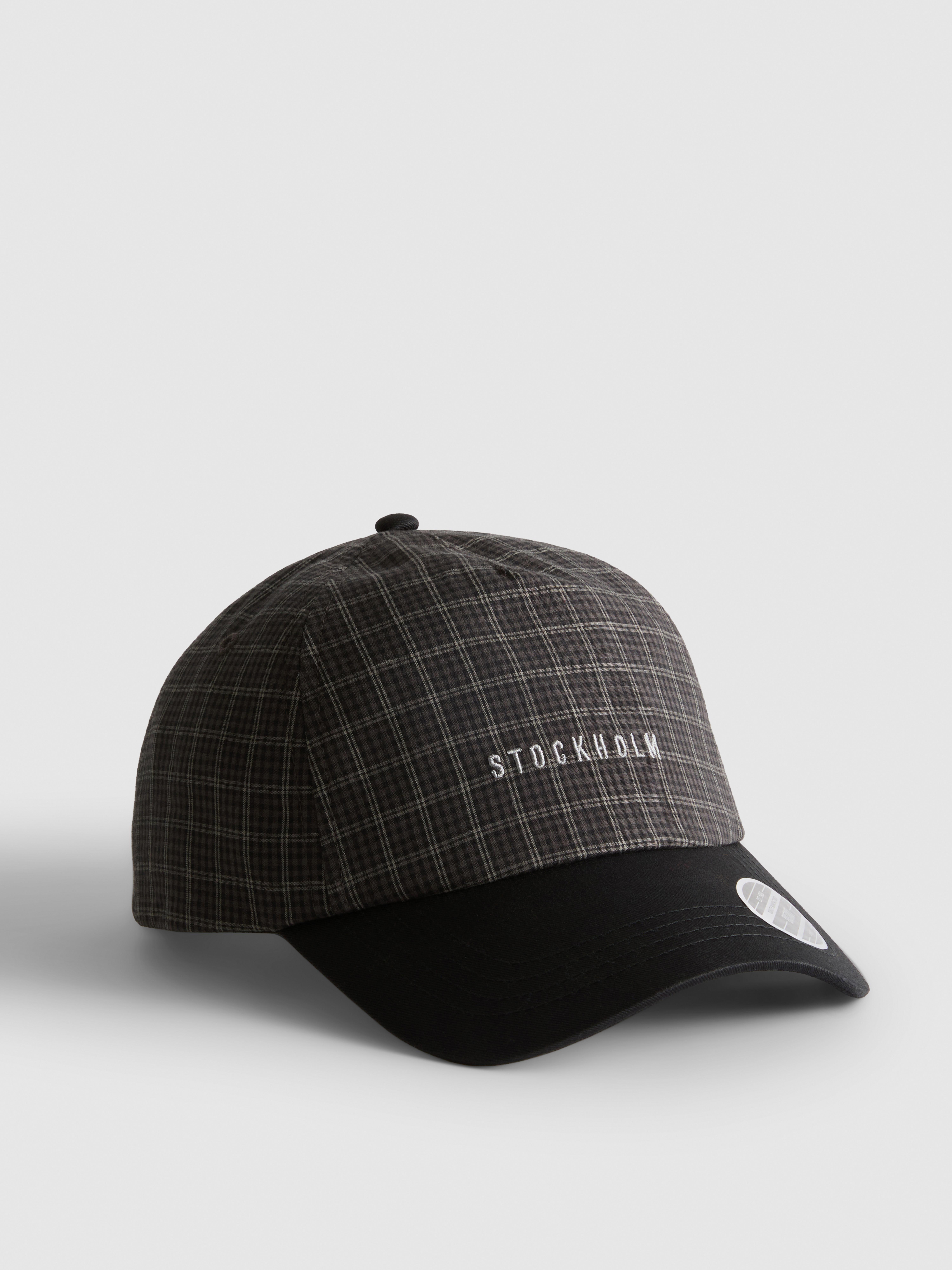Mens Black Check Stockholm Baseball Cap | Primark