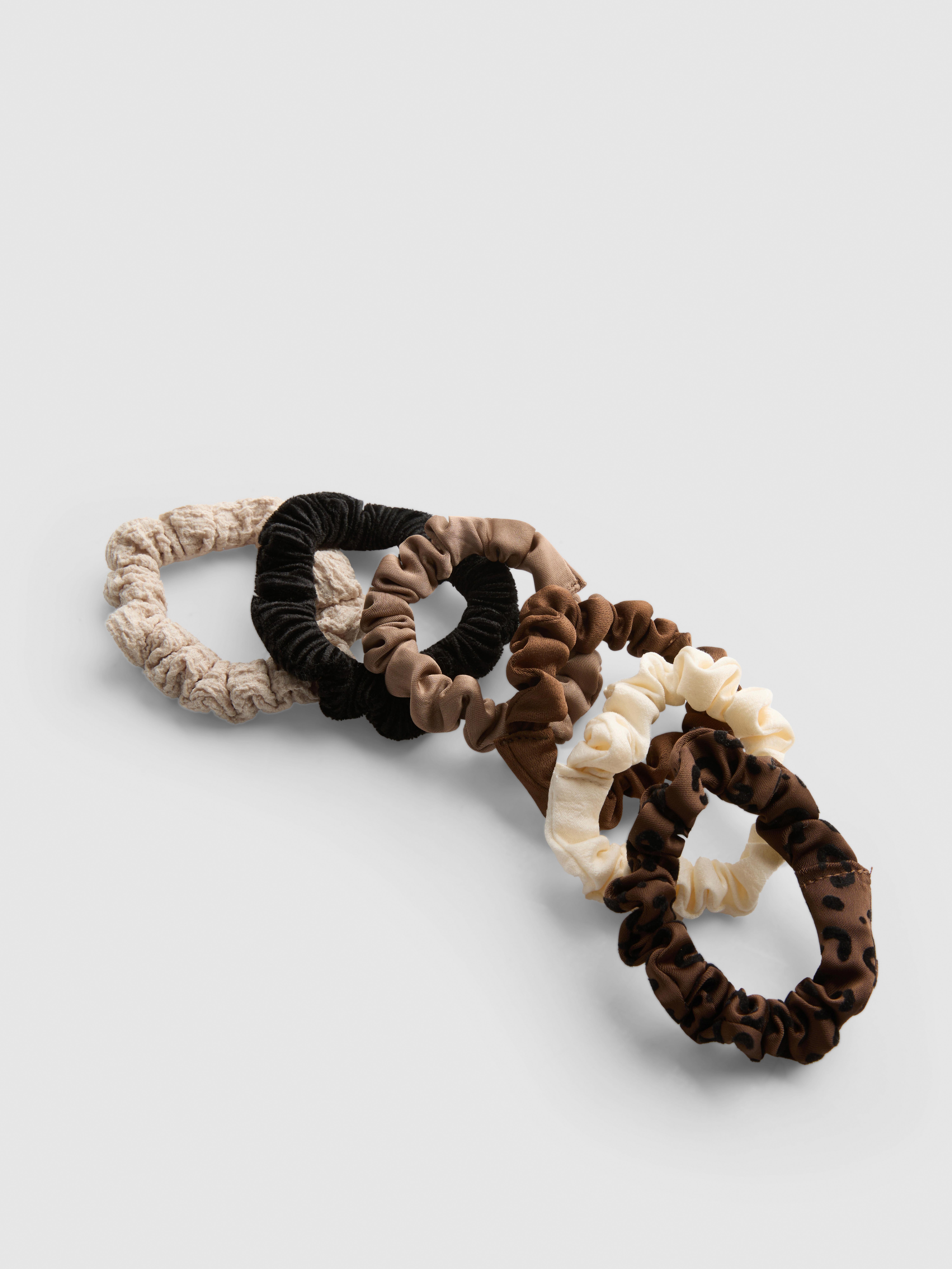 6pk Mixed-Texture Skinny Scrunchies
