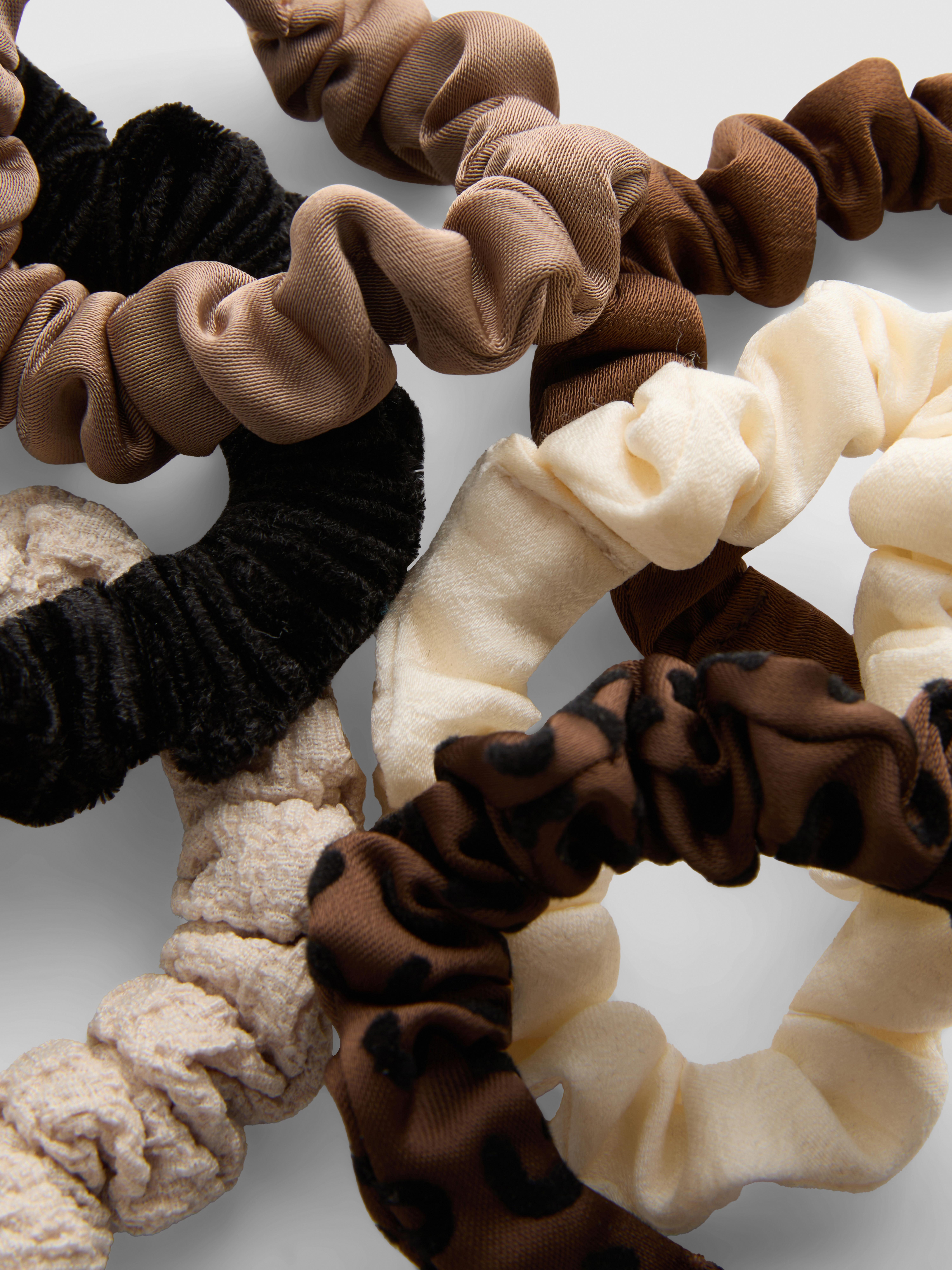 6pk Mixed-Texture Skinny Scrunchies