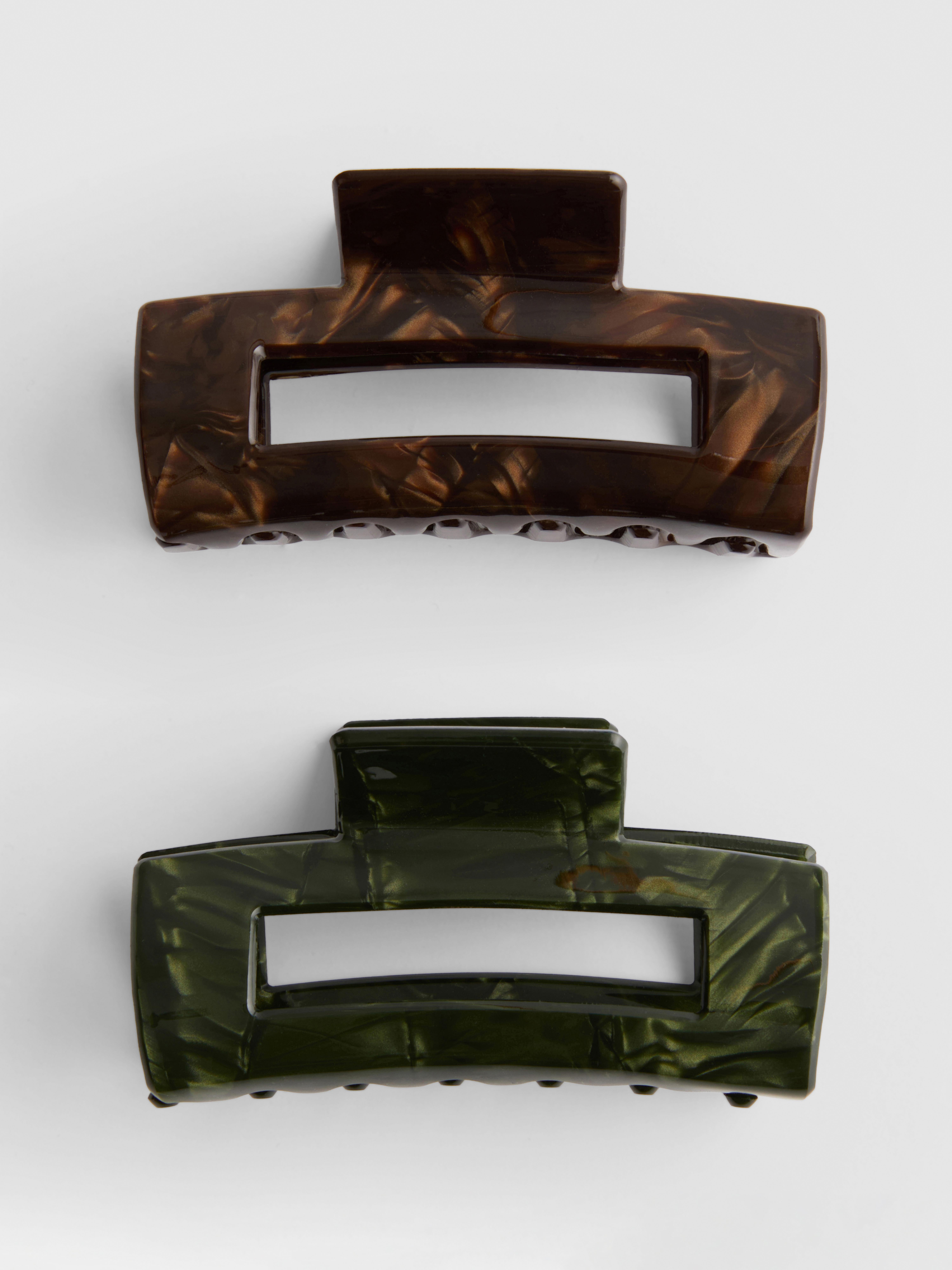 2pk Marbled Rectangle Claw Clips