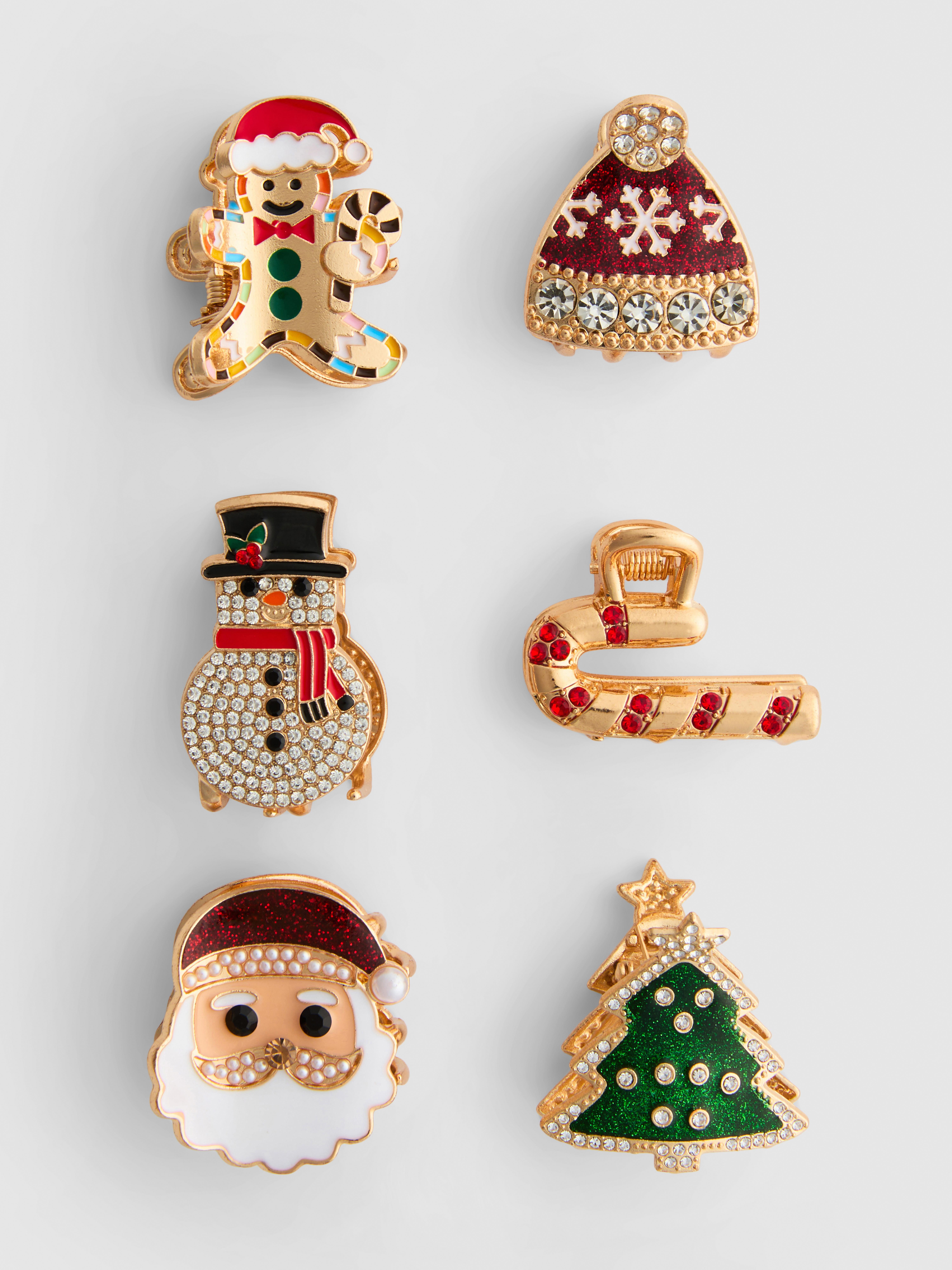 Womens Multi 6pk Christmas Mini Claw Clips | Primark