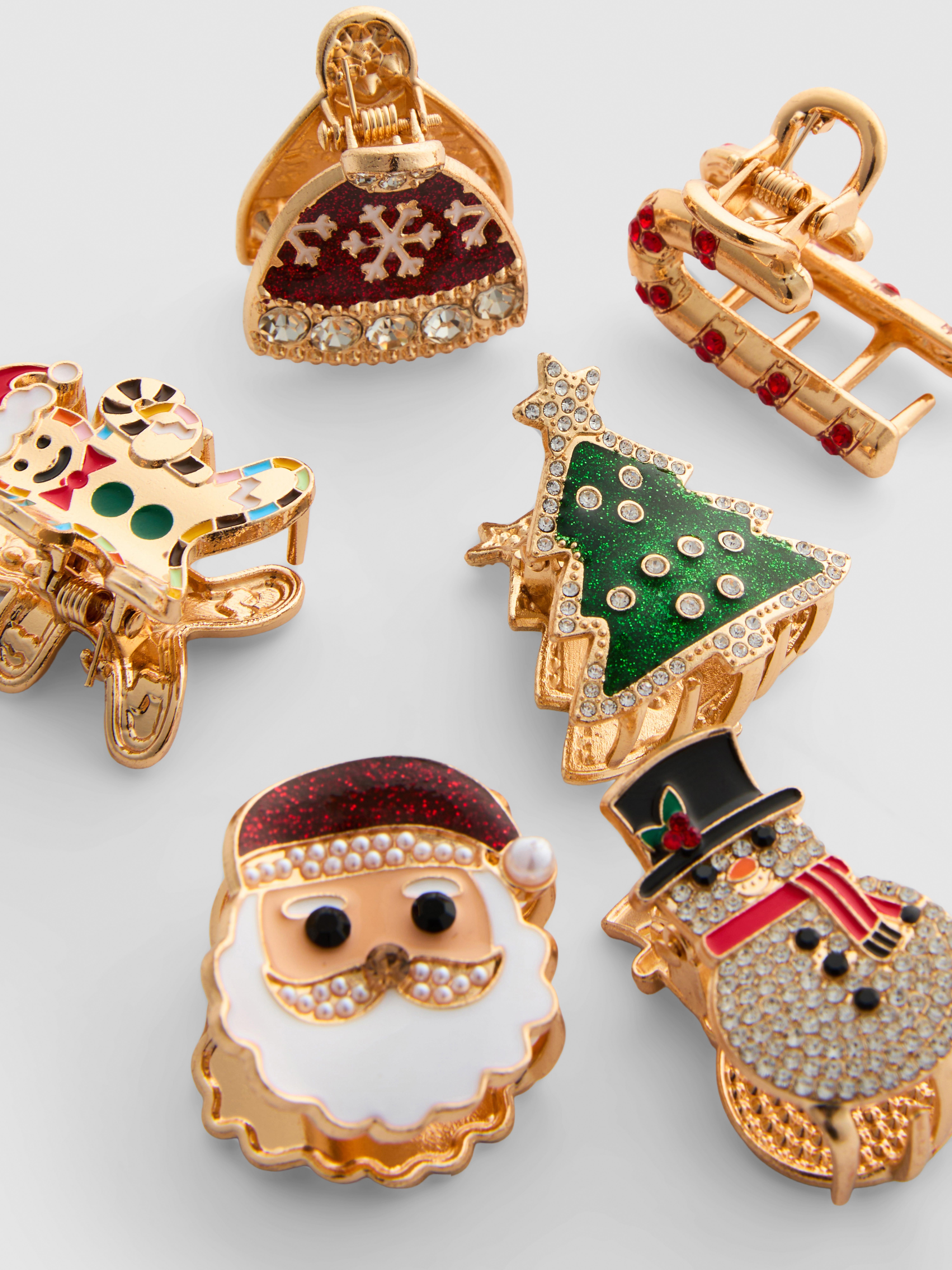 Womens Multi 6pk Christmas Mini Claw Clips | Primark