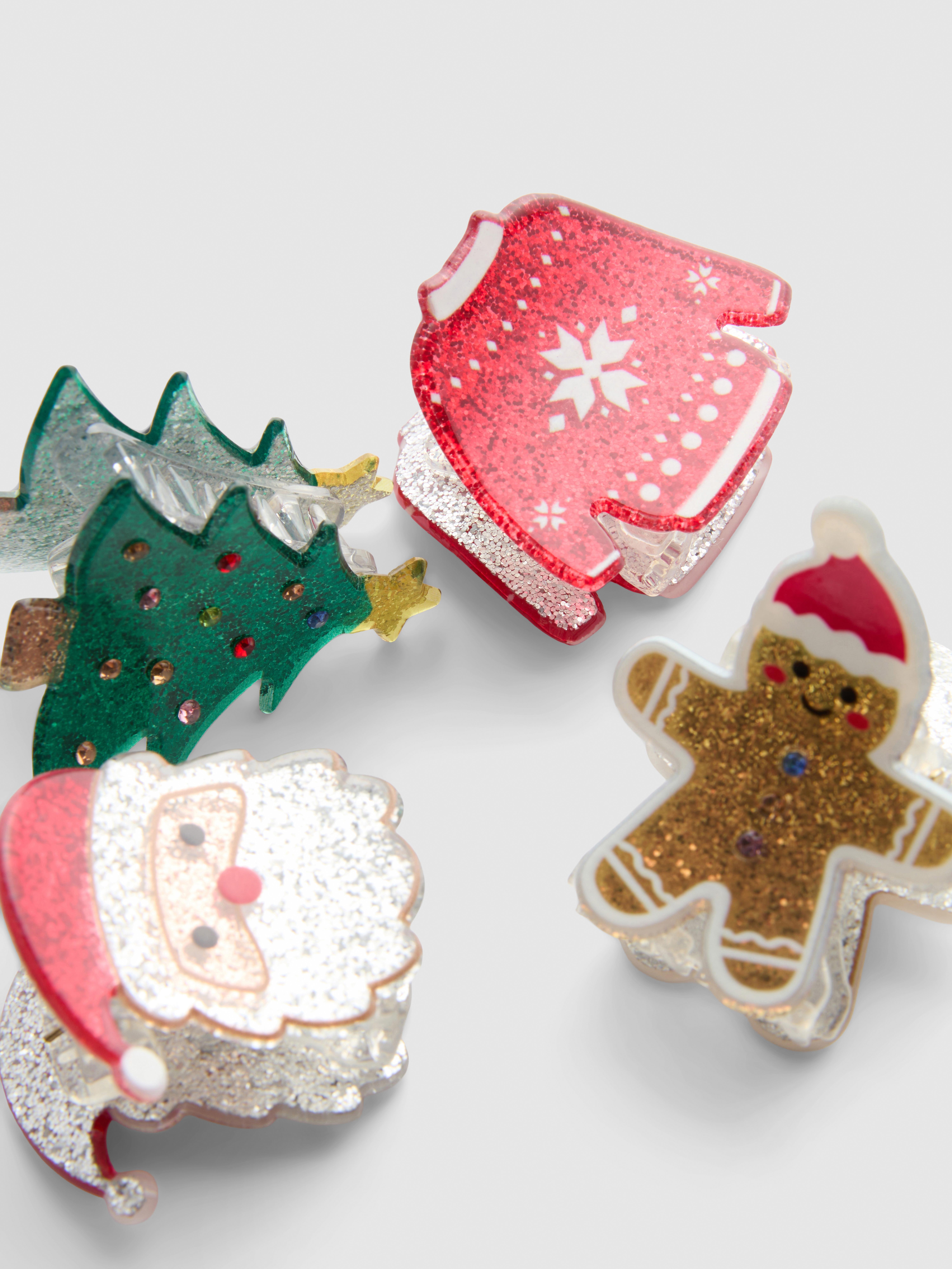 4pk Glitter Christmas Hair Clips