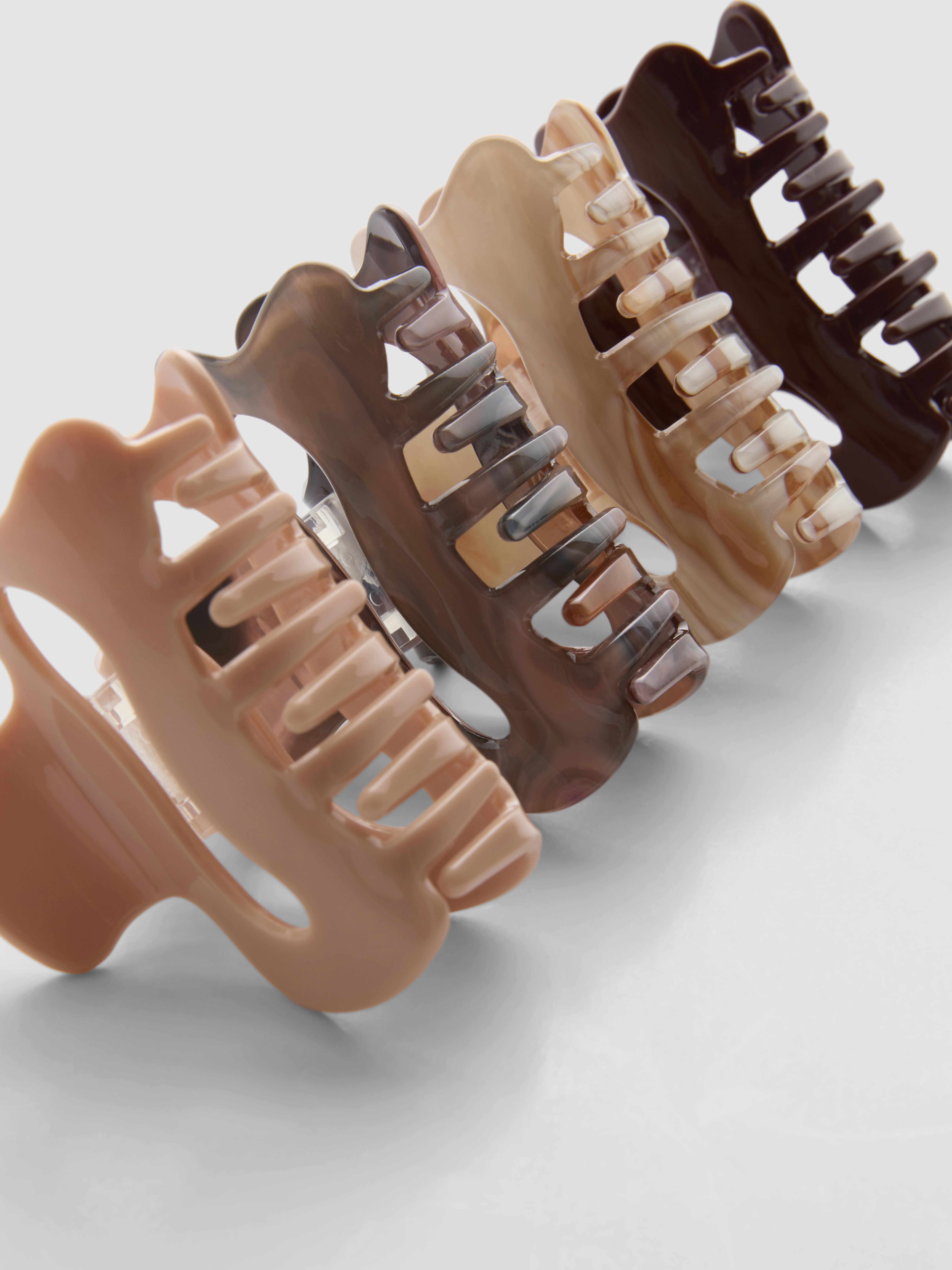 4pk Marble-Effect Hair Claw Clips