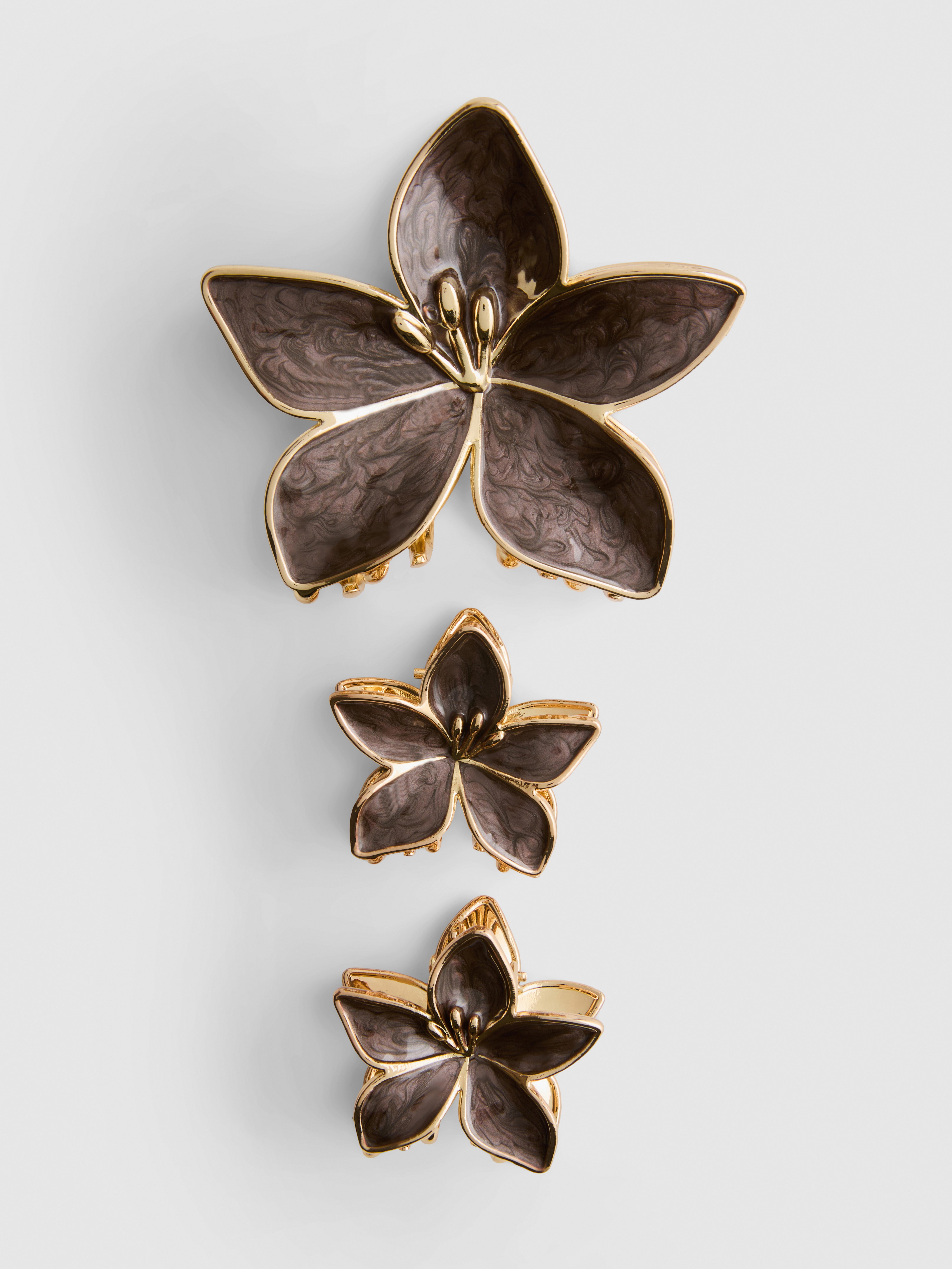 3pk Floral Hair Claw Clips