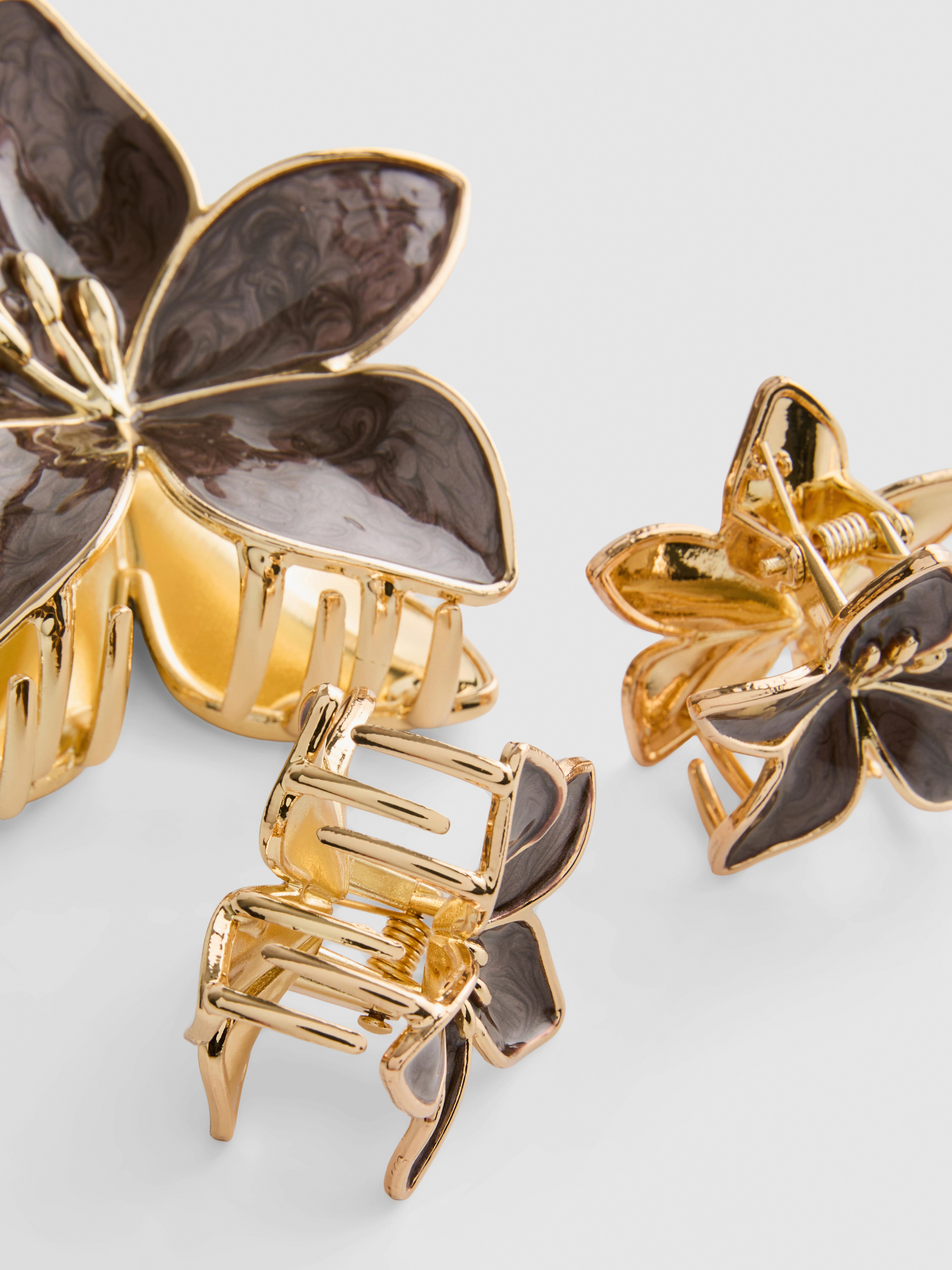 3pk Floral Hair Claw Clips