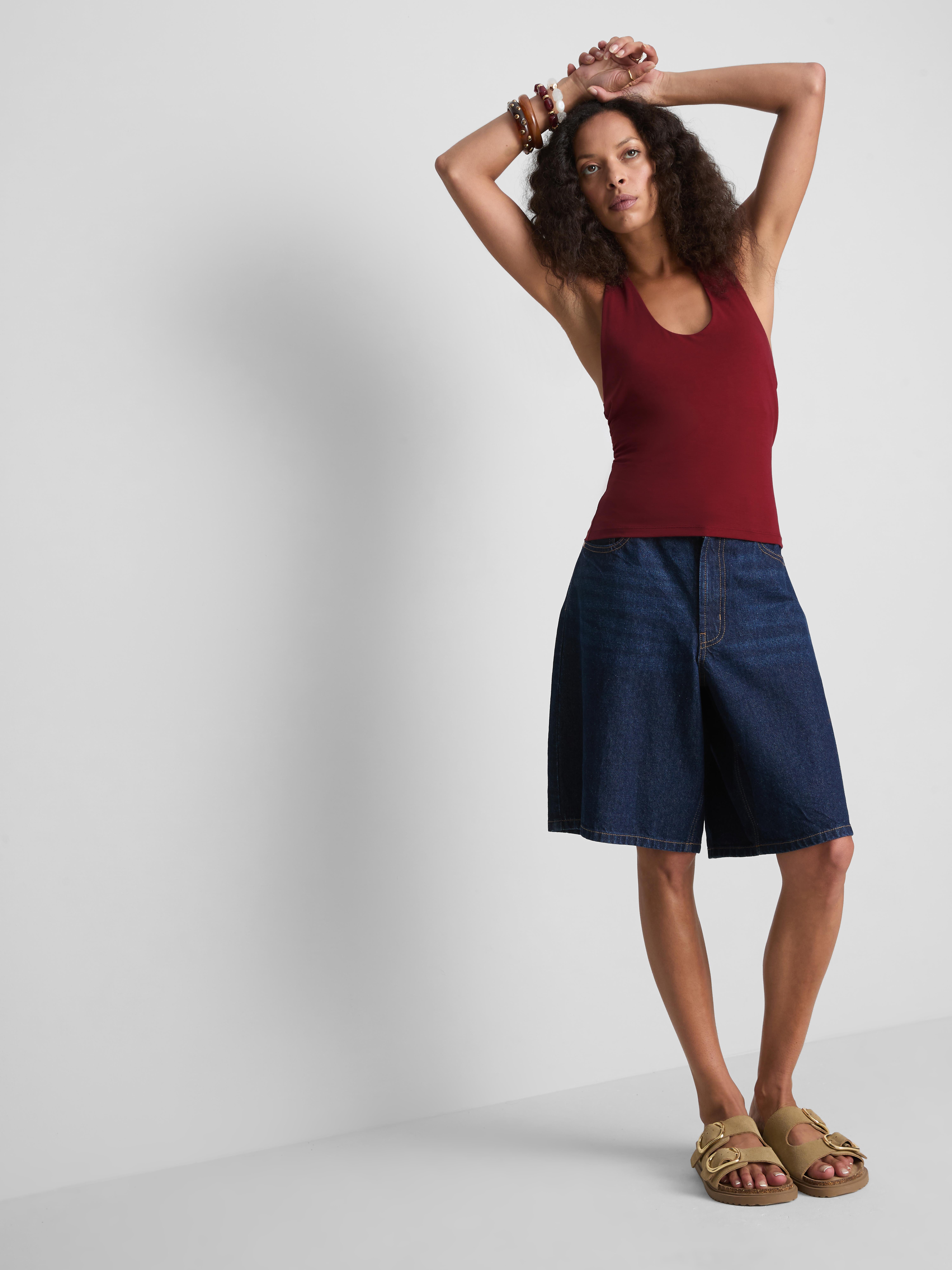 Pure Cotton Halter Neck Top Wine