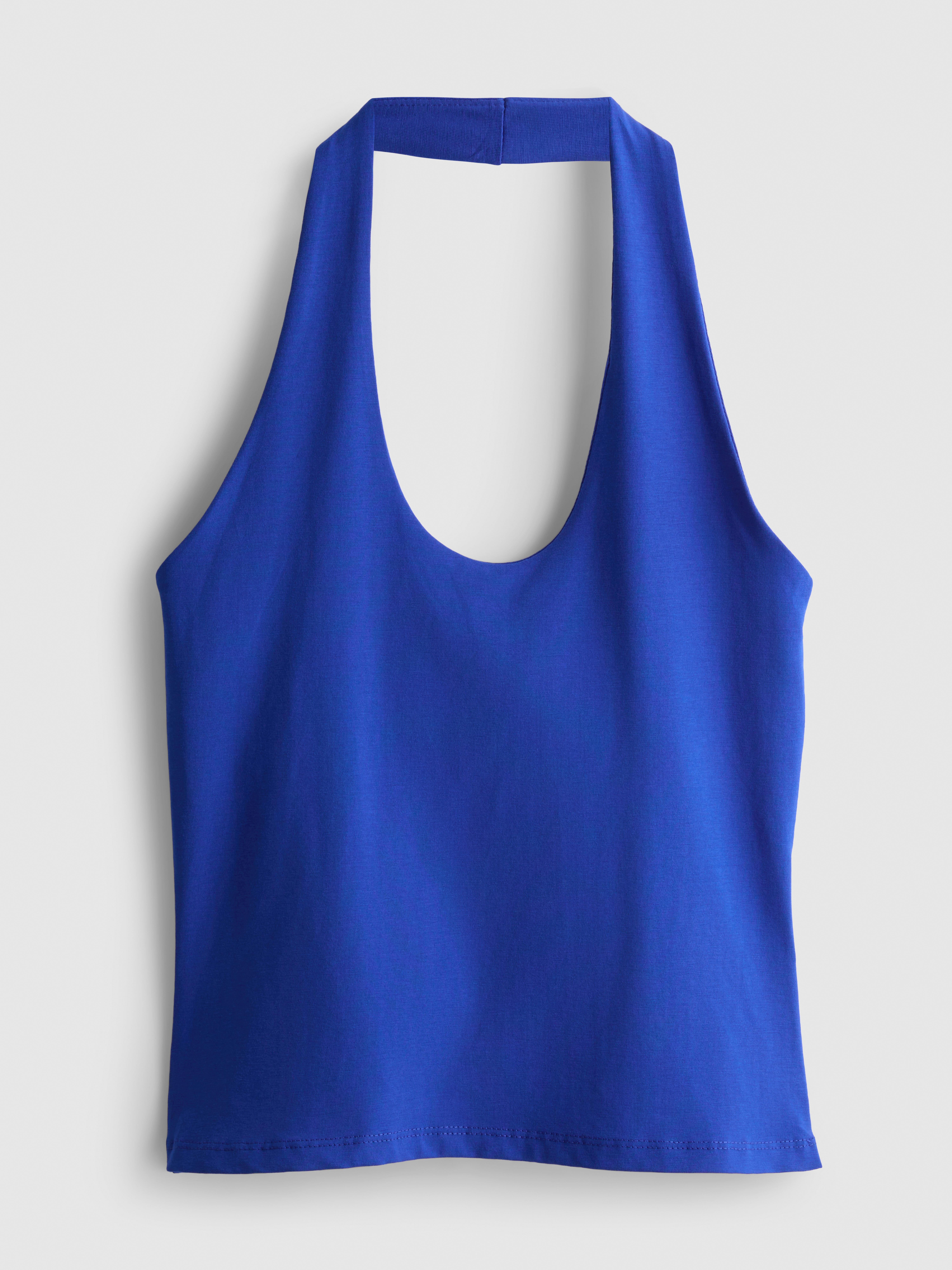 Pure Cotton Halter Neck Top Cobalt