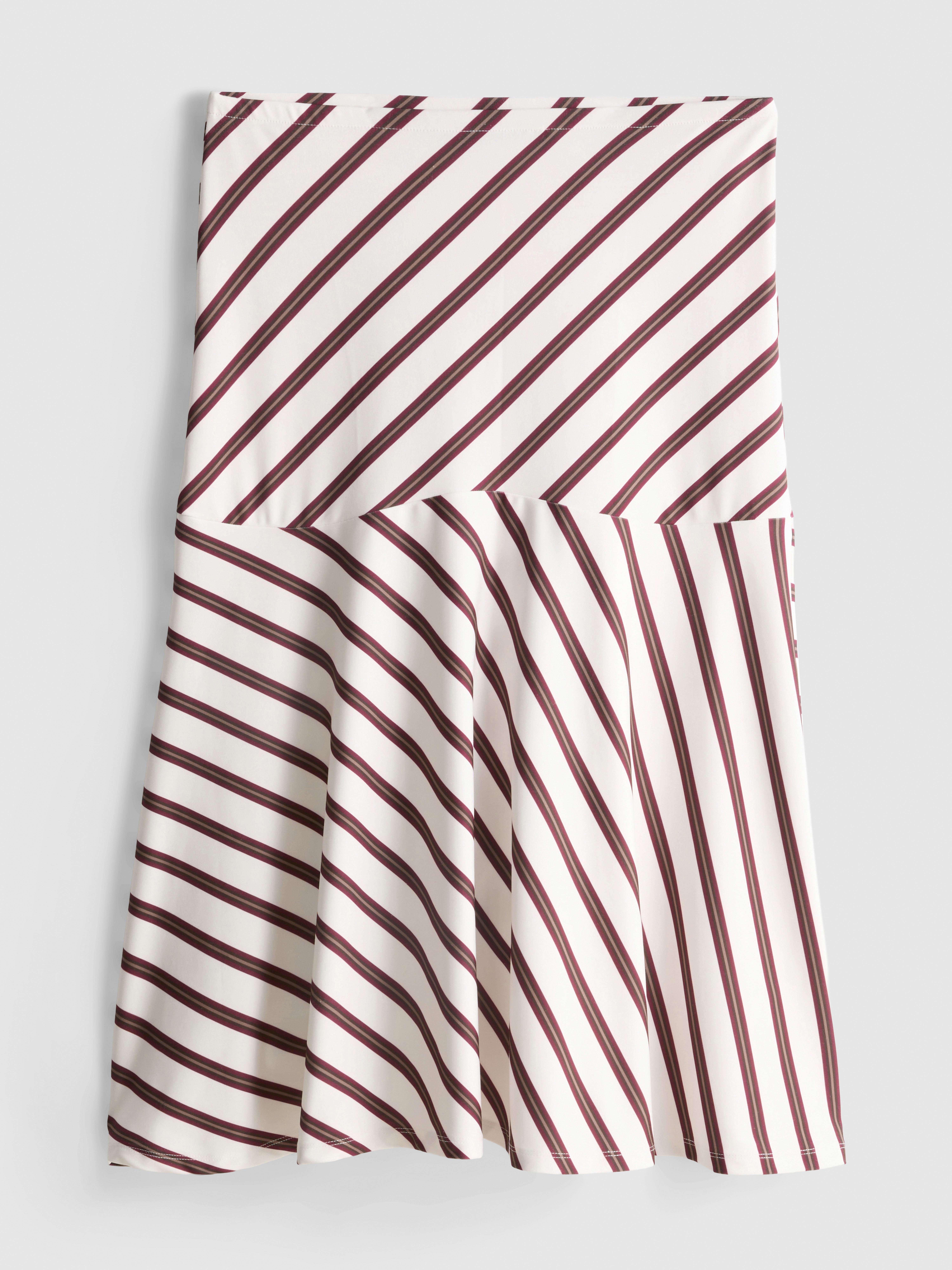 Stripe Asymmetric Midi Skirt