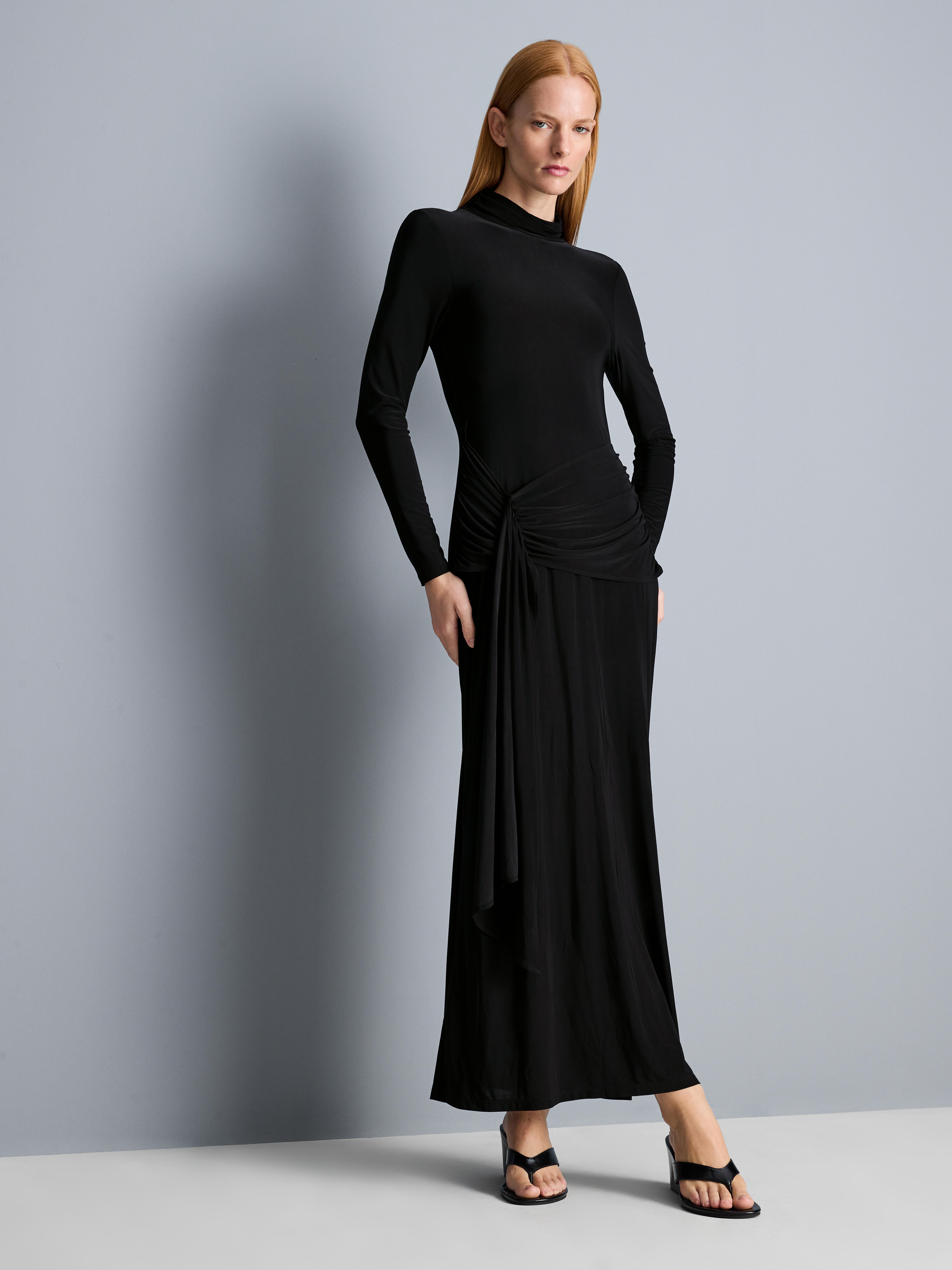 Womens Black Slinky Draped Maxi Dress | Primark