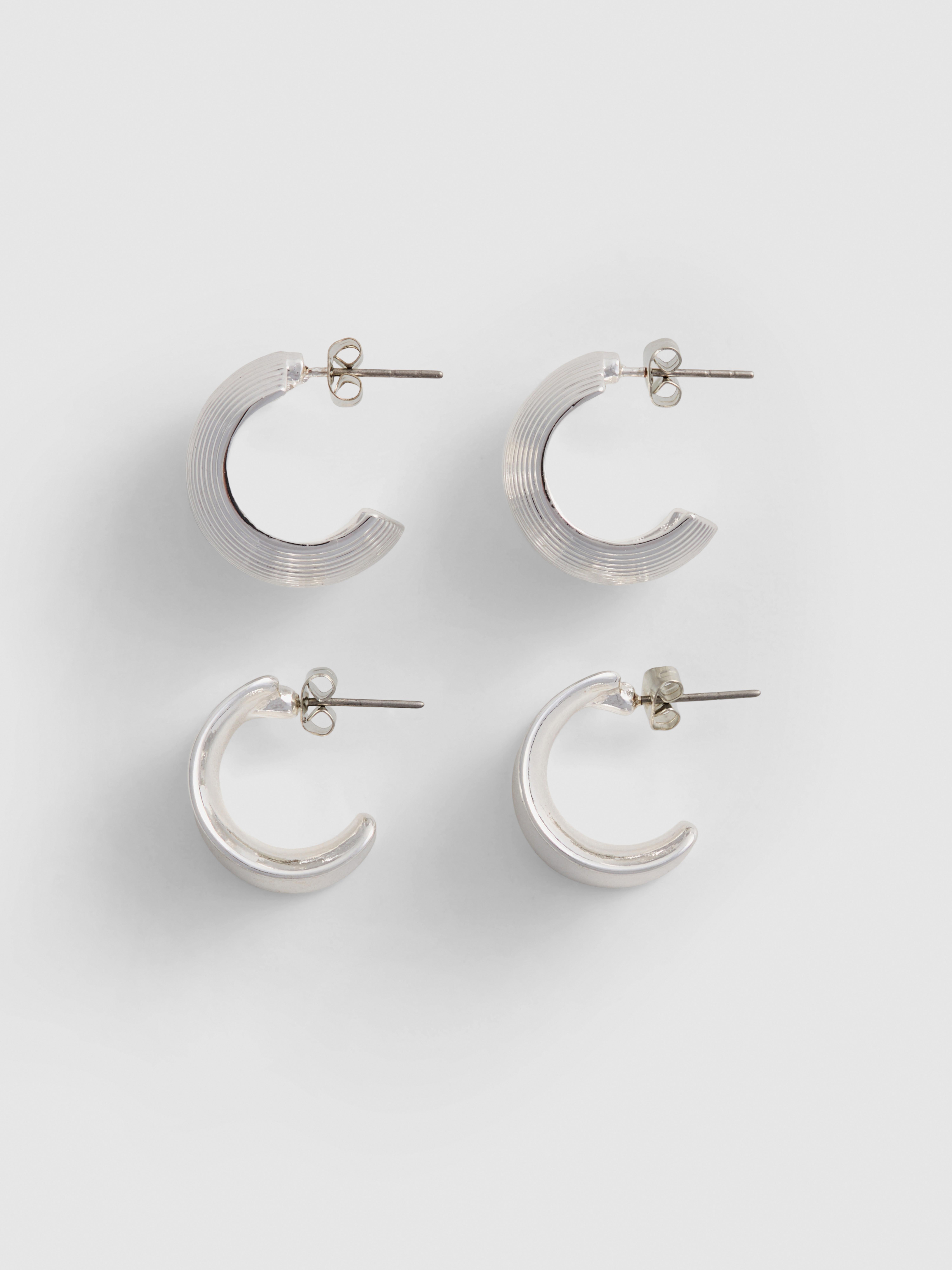 2pk Textured Chunky Hoop Earrings