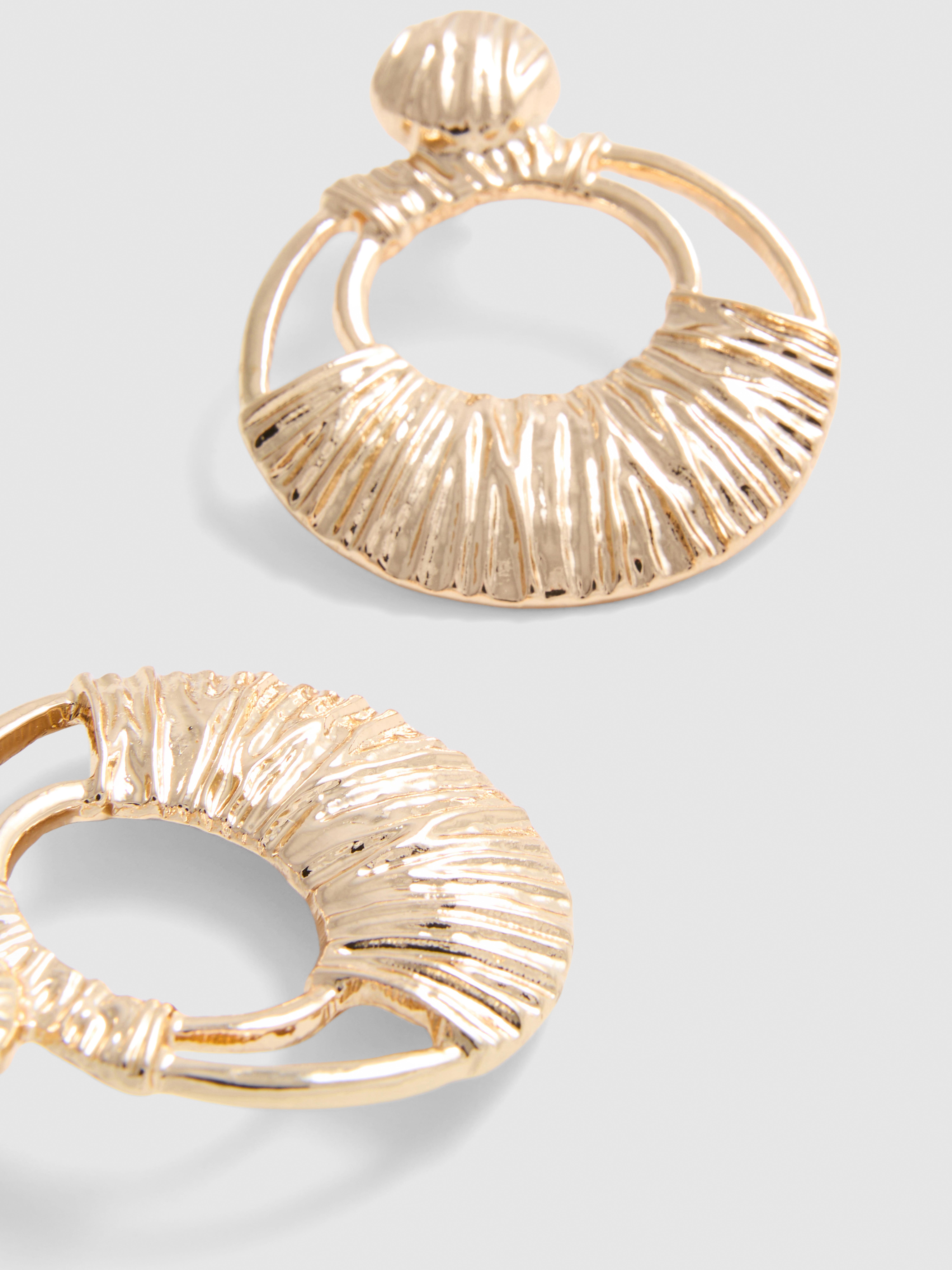 Textured Disc Drop Earrings