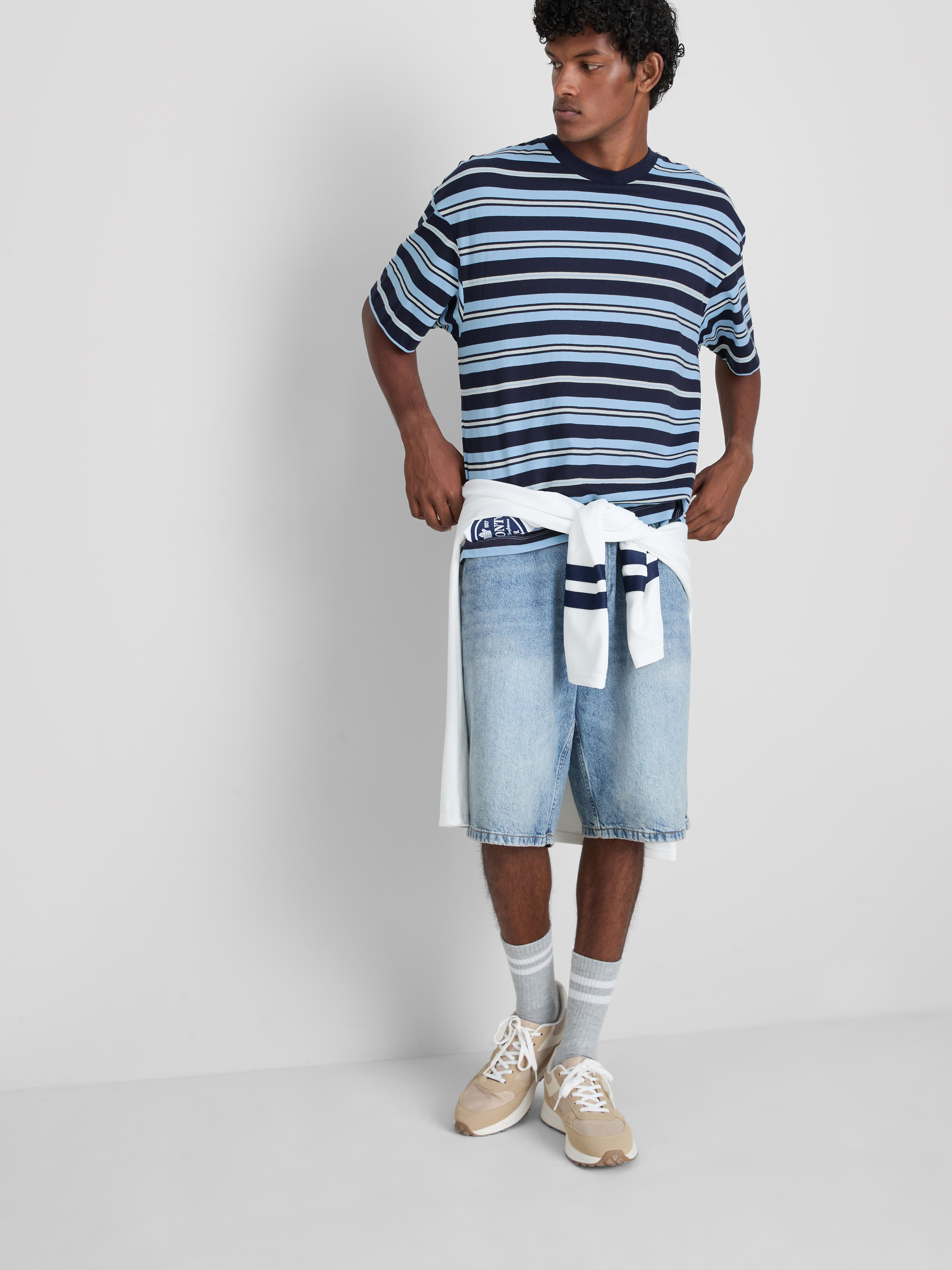 Pure Cotton Striped Boxy T-Shirt