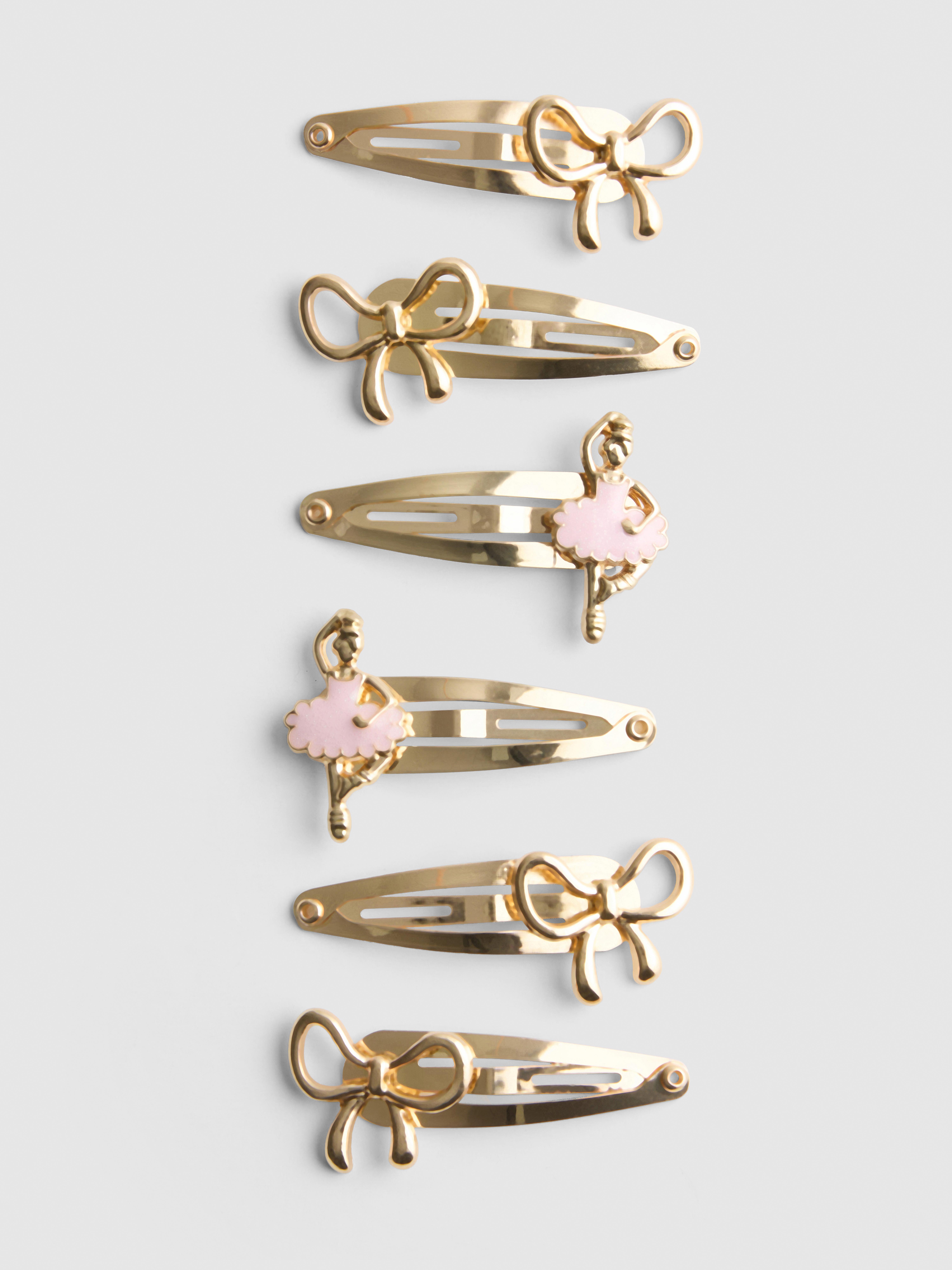 6pk Bow and Ballerina Hair Clips